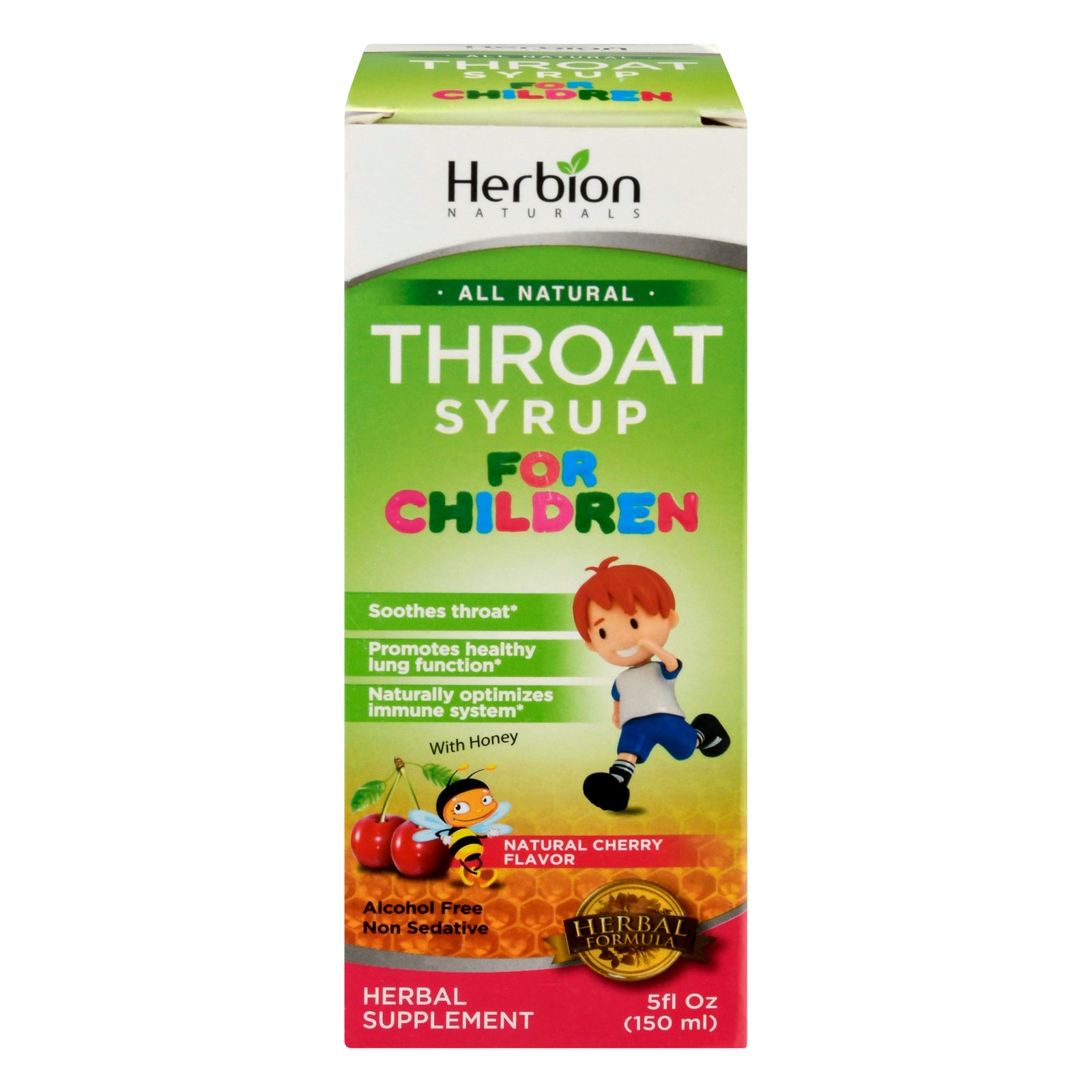 Herbion Naturals Throat Syrup - All Natural - Cherry - For Children - 5 Oz