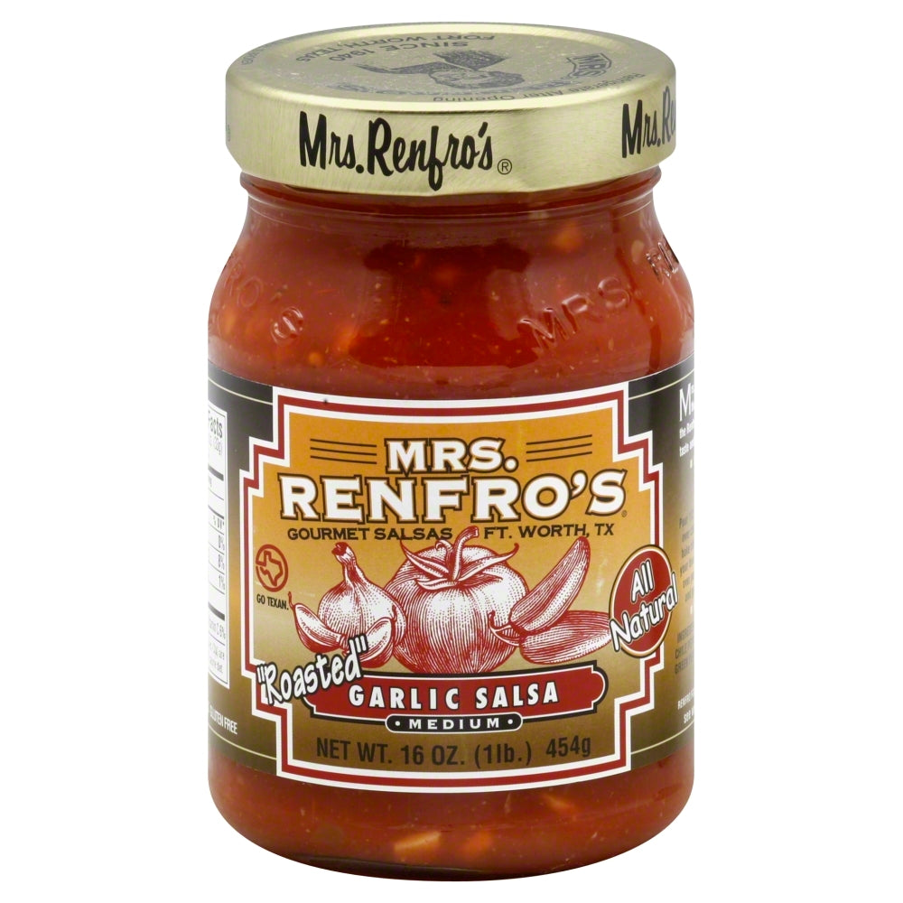 Mrs Renfro Salsa Garlic - Case of 6 - 16 oz