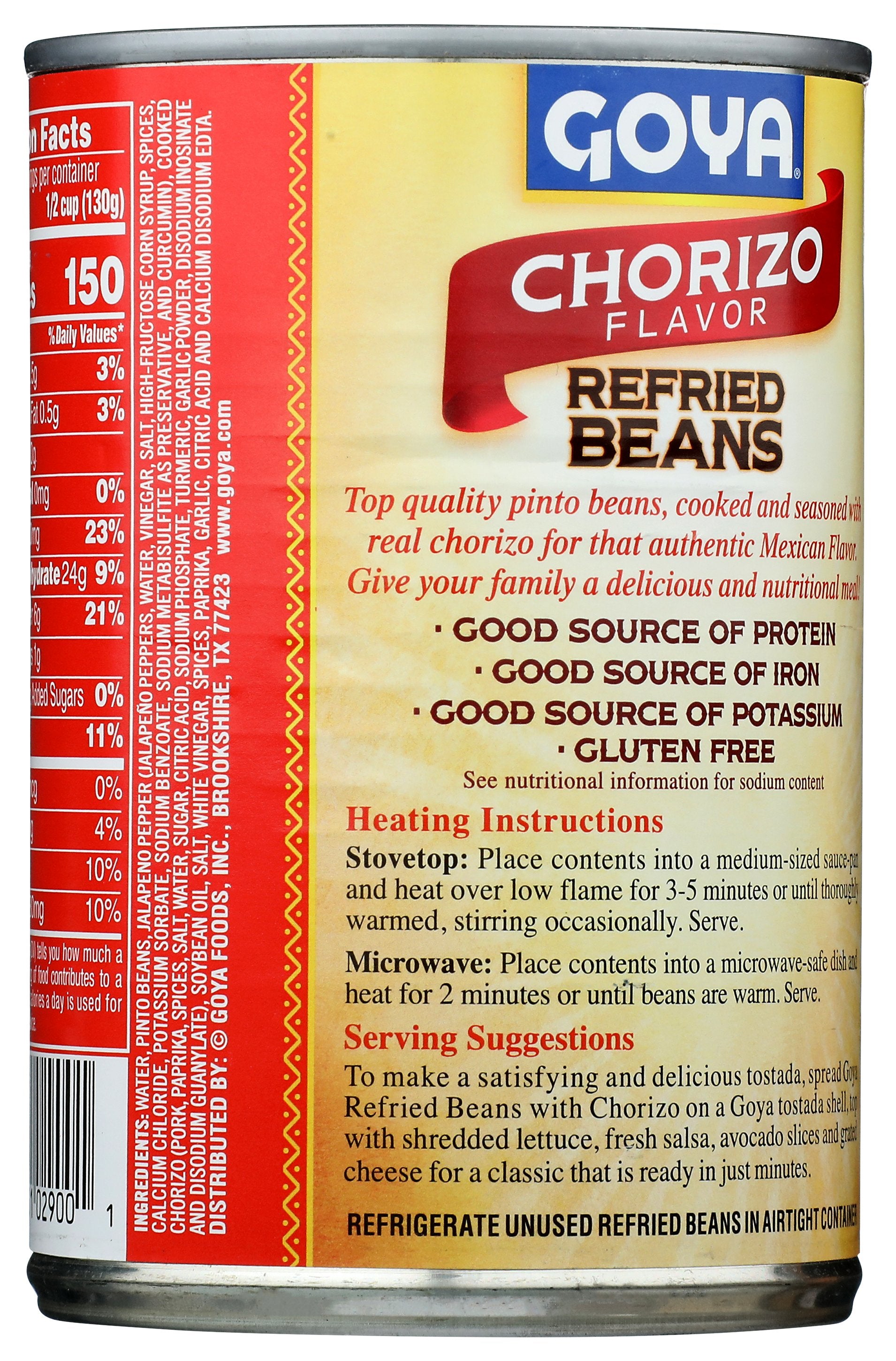 GOYA BEAN REFRIED CHORIZ - Case of 12