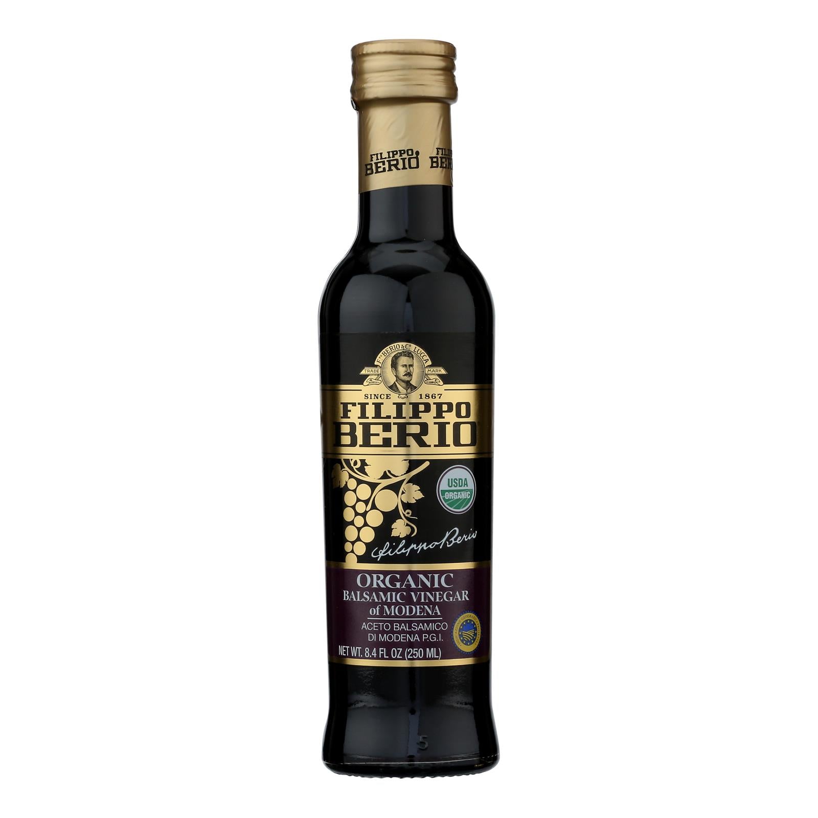 Filippo Berio - Balsamic Organic Vinegar - Case of 6-7.4 Fluid Ounces