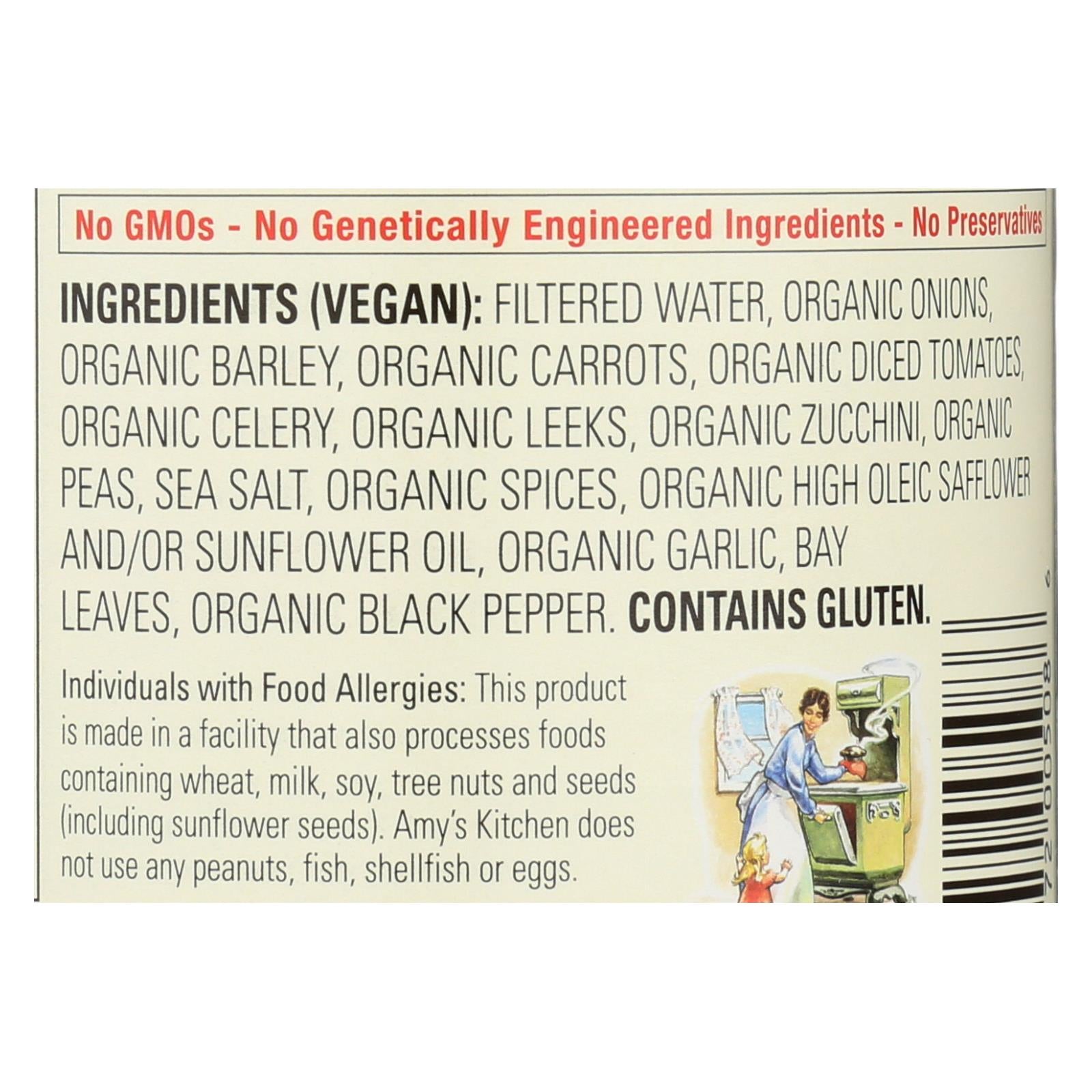 Amy's - Organic Low Fat Vegetable Barley Soup - Case Of 12 - 14.1 Oz