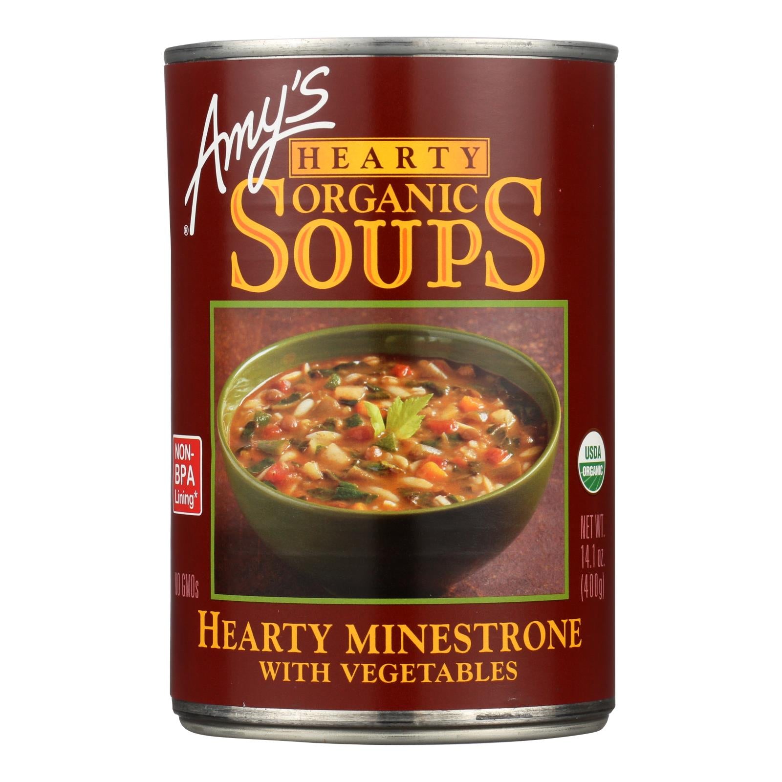 Amy's - Organic Hearty Vegetable Minestrone Soup - Case Of 12 - 14.1 Oz