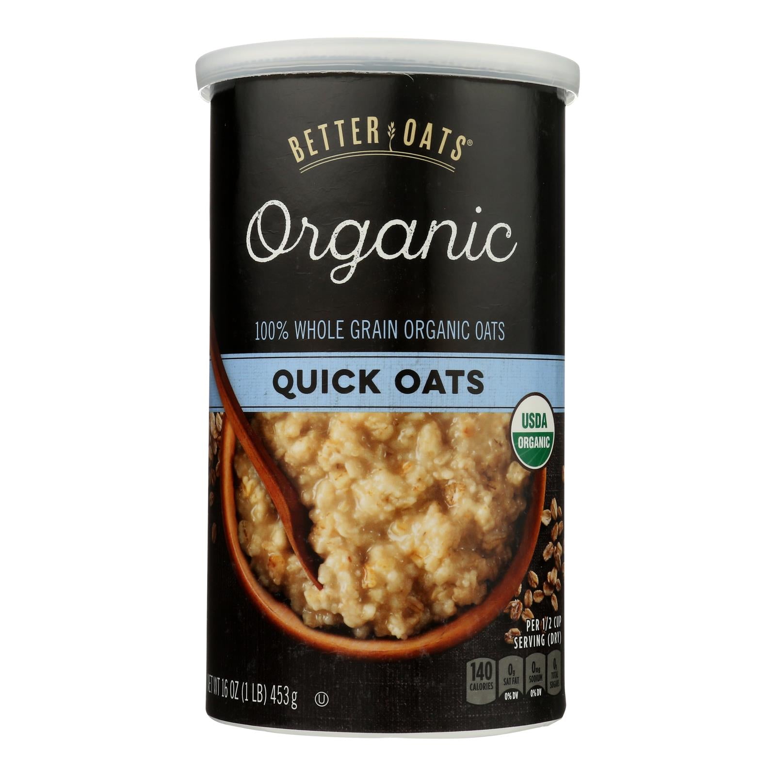 Better Oats Organic Cereal - Quick Oats - Case of 12 - 16 oz.