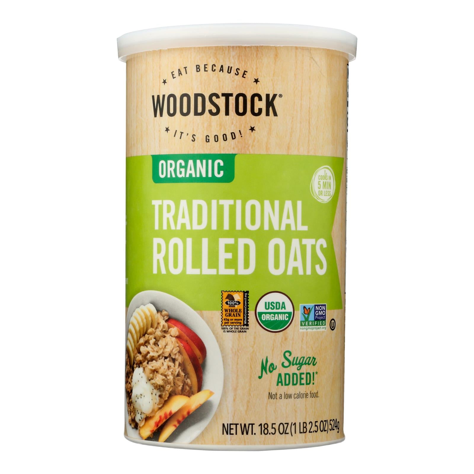 Woodstock Organic Traditional Rolled Oats - Case Of 12 - 18.5 Oz