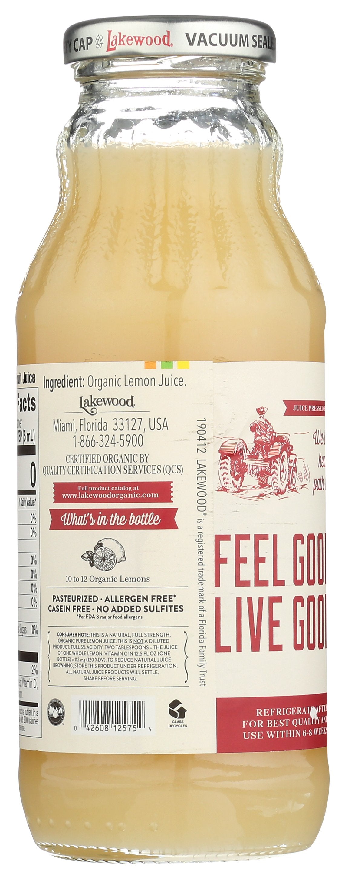 LAKEWOOD JUICE LEMON PURE ORG