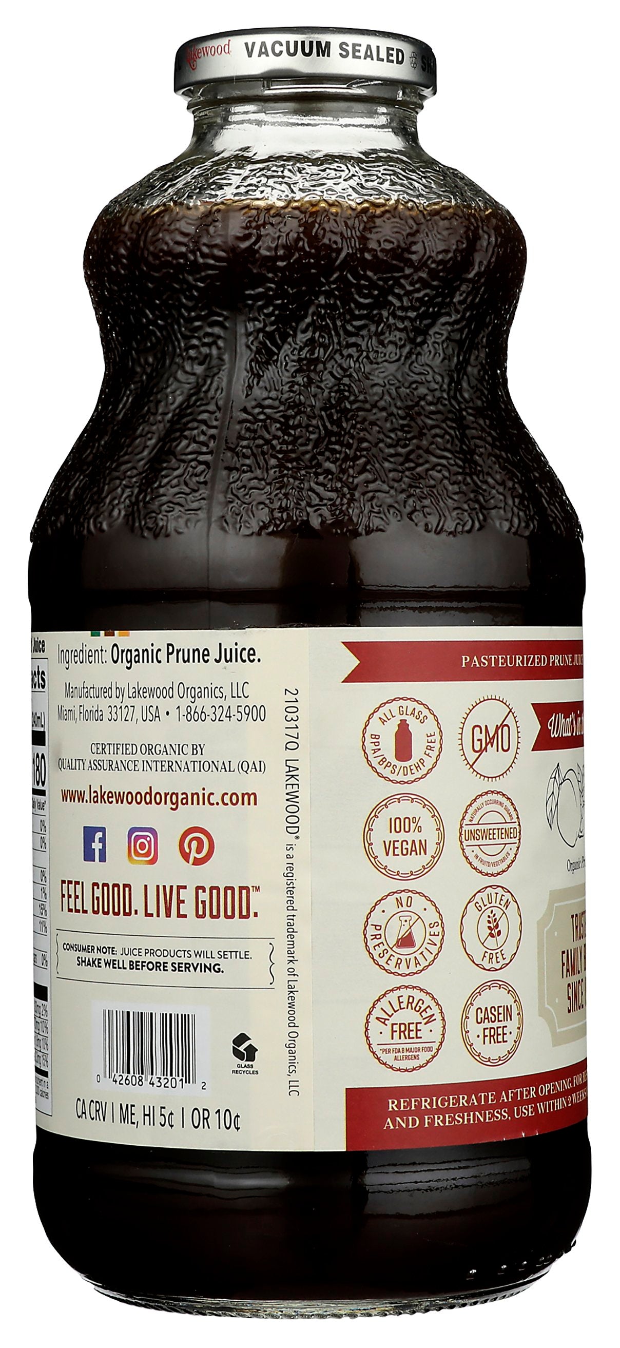 LAKEWOOD JUICE PRUNE ORG - Case of 6