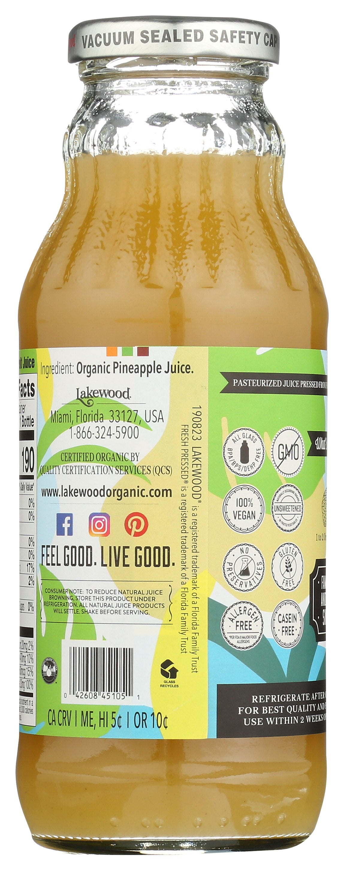 LAKEWOOD JUICE PNEAPLE PURE ORG - Case of 12