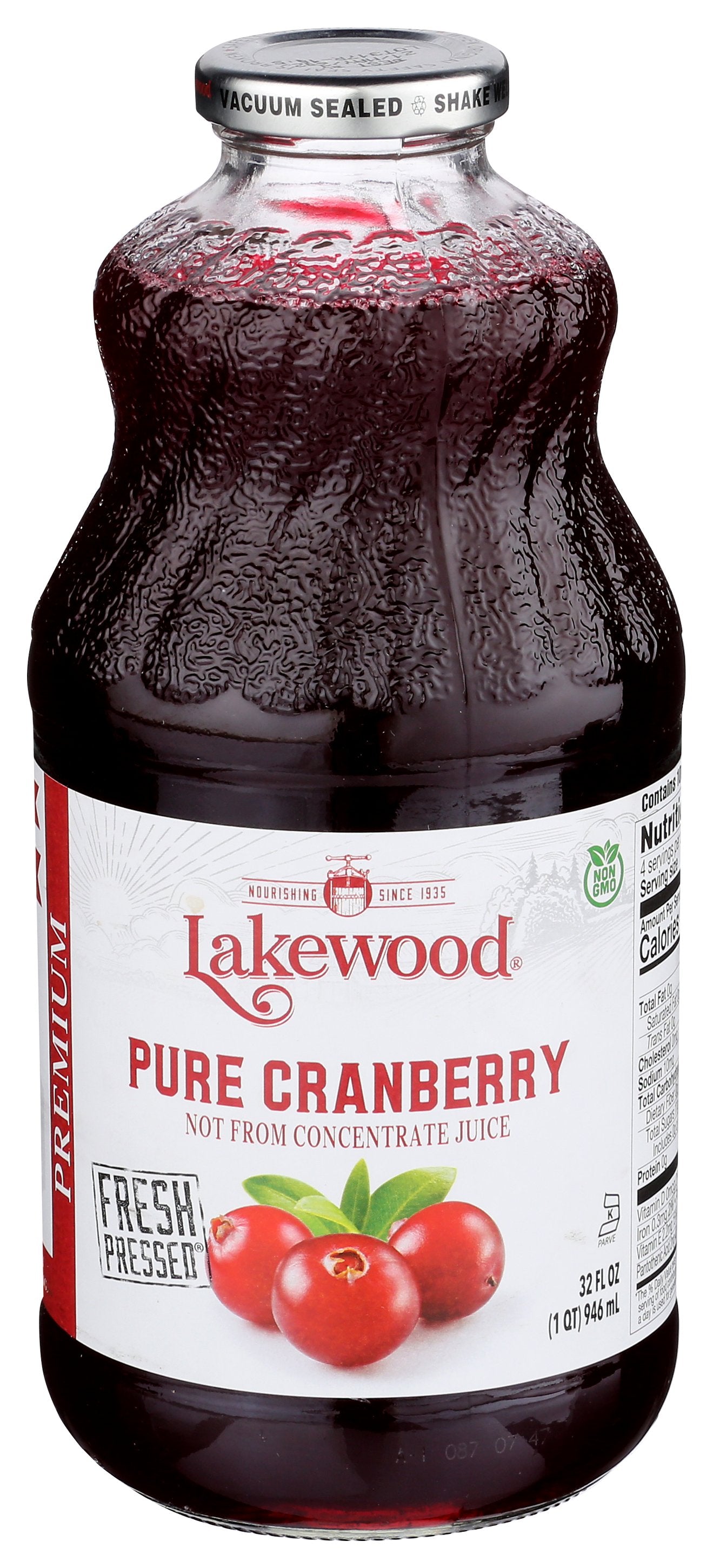 LAKEWOOD JUICE CRANBERRY PURE - Case of 6