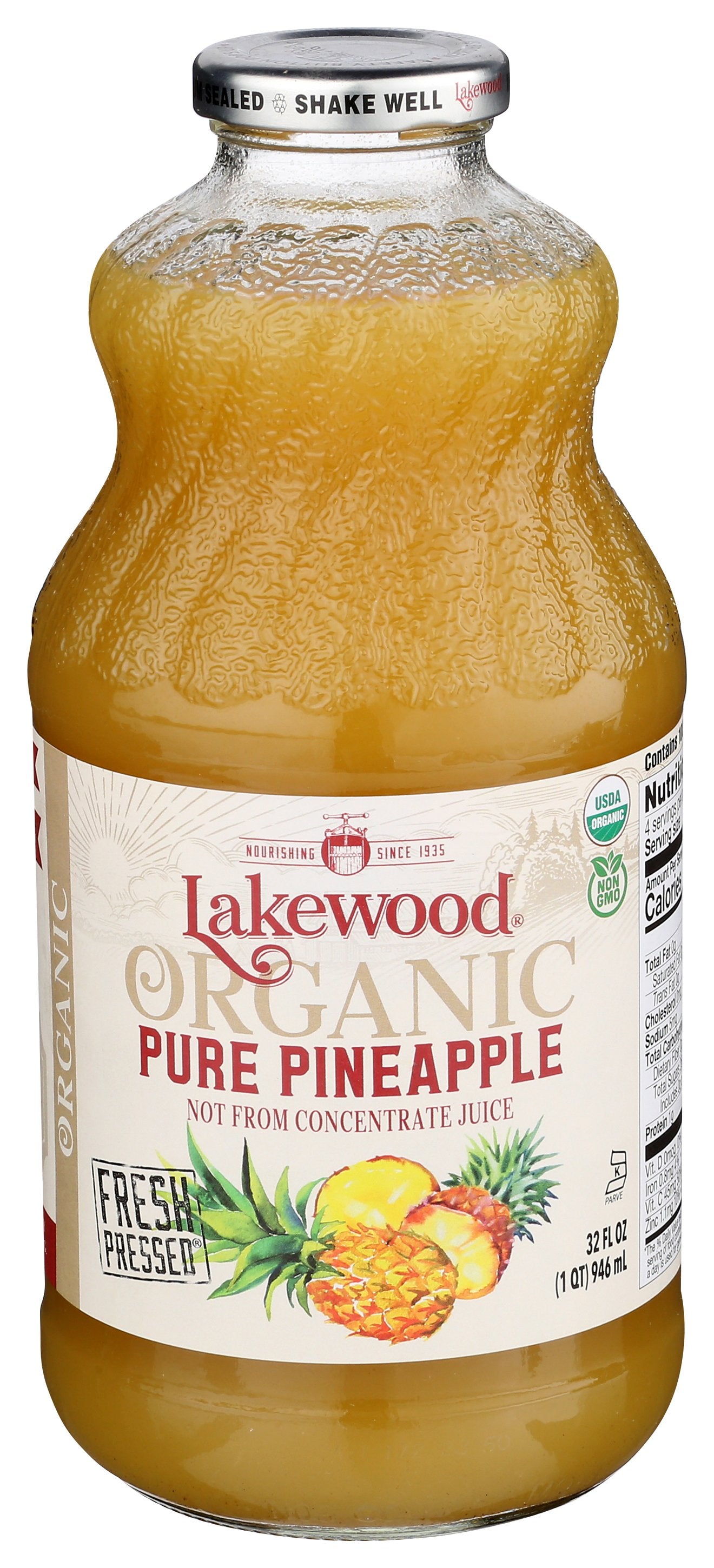 LAKEWOOD JUICE PINEAPPLE PURE ORG - Case of 6