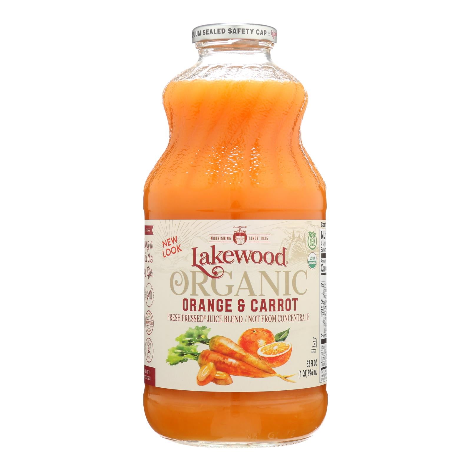 Lakewood - Organic Juice - Orange Carrot Blend - Case of 6 - 32 fl oz.