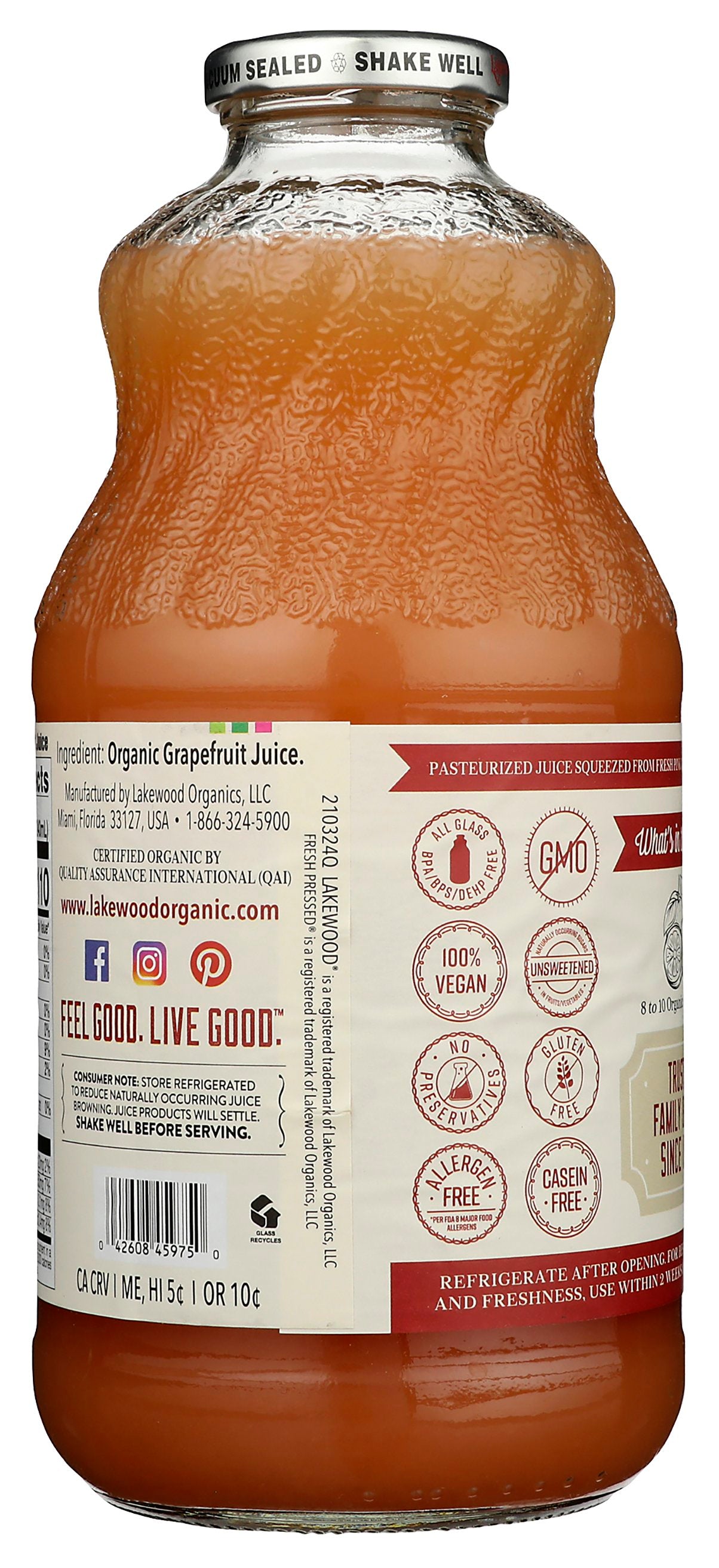 LAKEWOOD JUICE PINK GRAPEFRUIT ORG - Case of 6