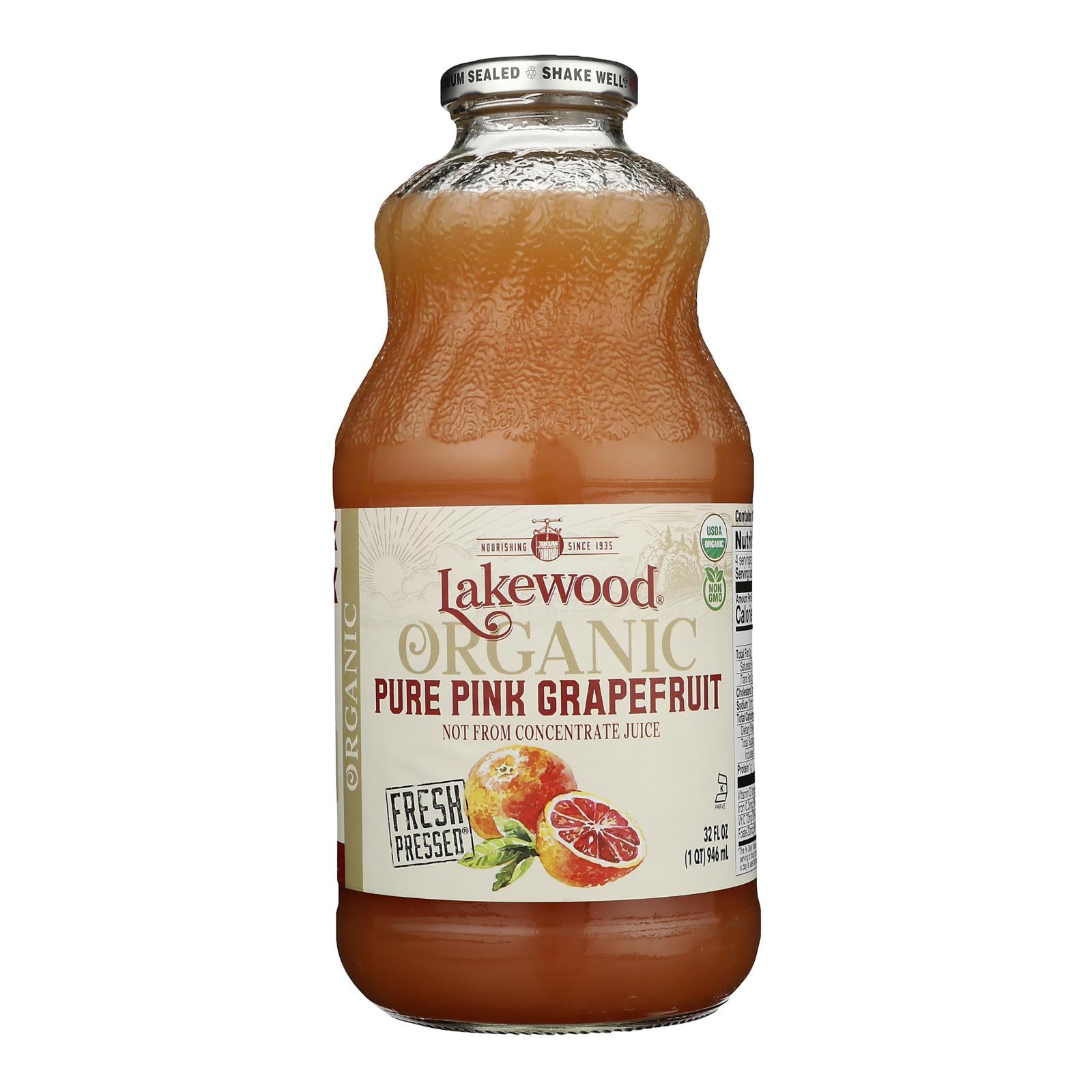 Lakewood - Organic Juice - Pink Grapefreuit - Case of 6 - 32 fl oz.