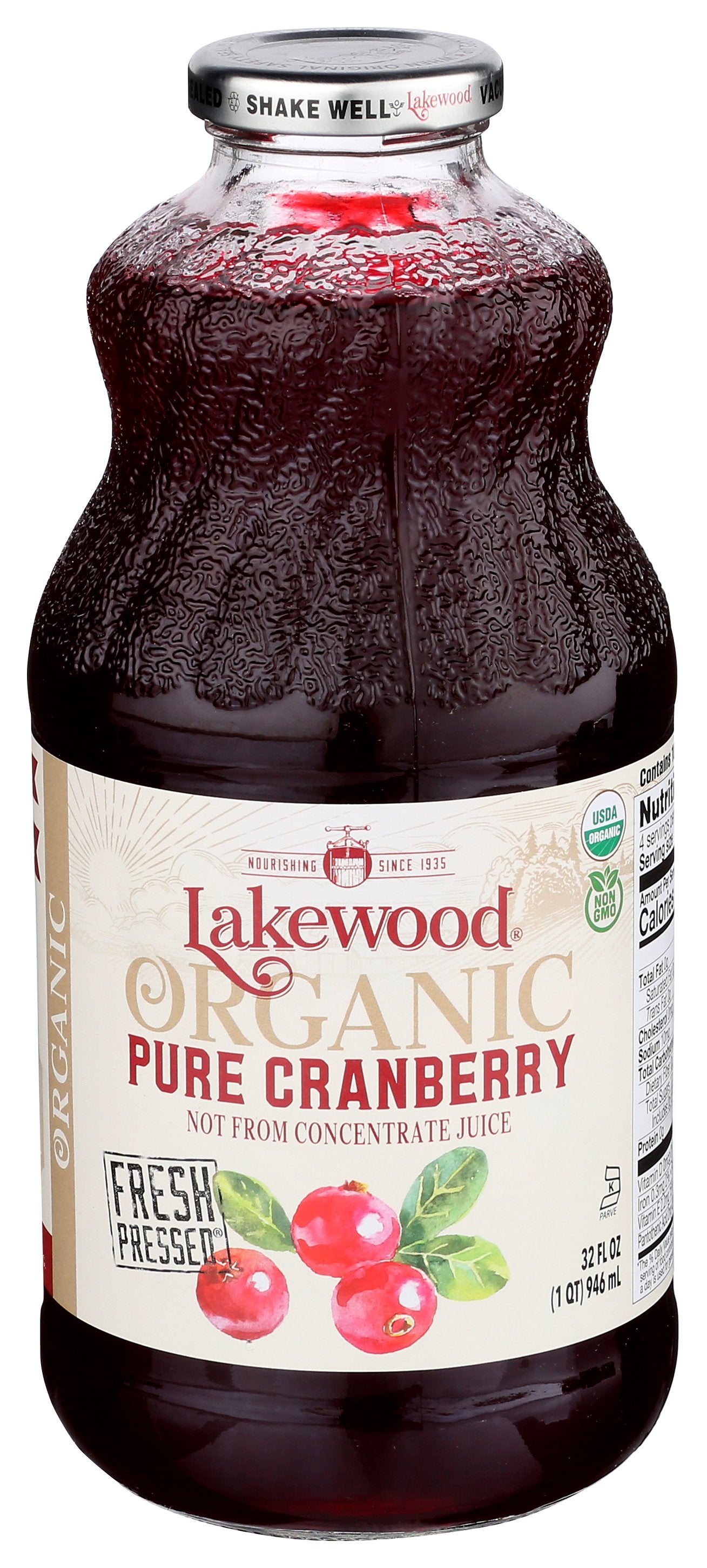 LAKEWOOD JUICE CRANBERRY PURE ORG - Case of 6