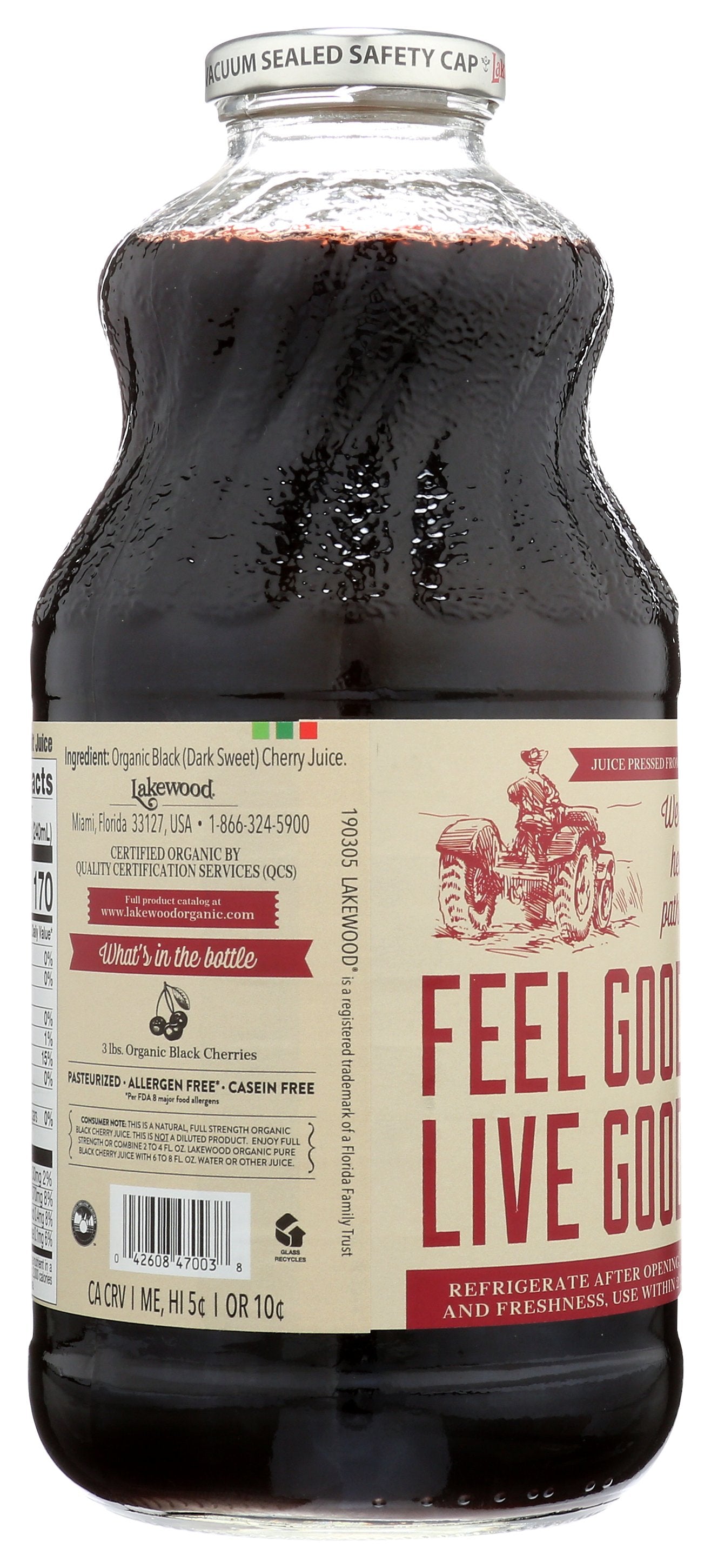 LAKEWOOD JUICE BLACK CHERRY PURE ORG - Case of 6