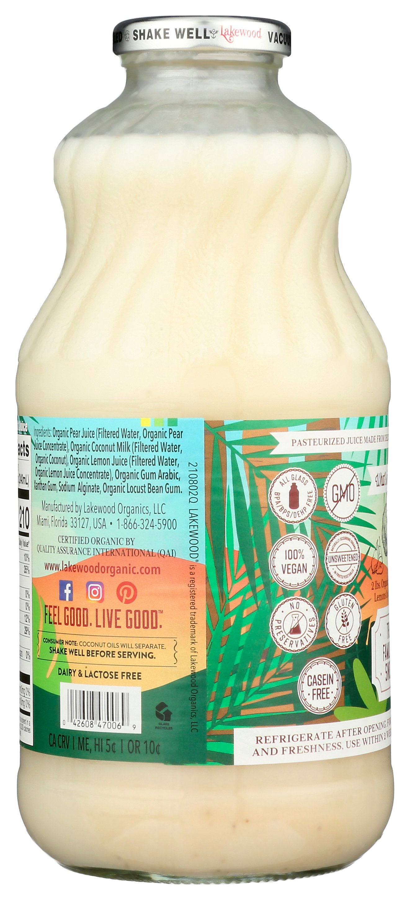 LAKEWOOD JUICE COCONUT MILK ORG - Case of 6