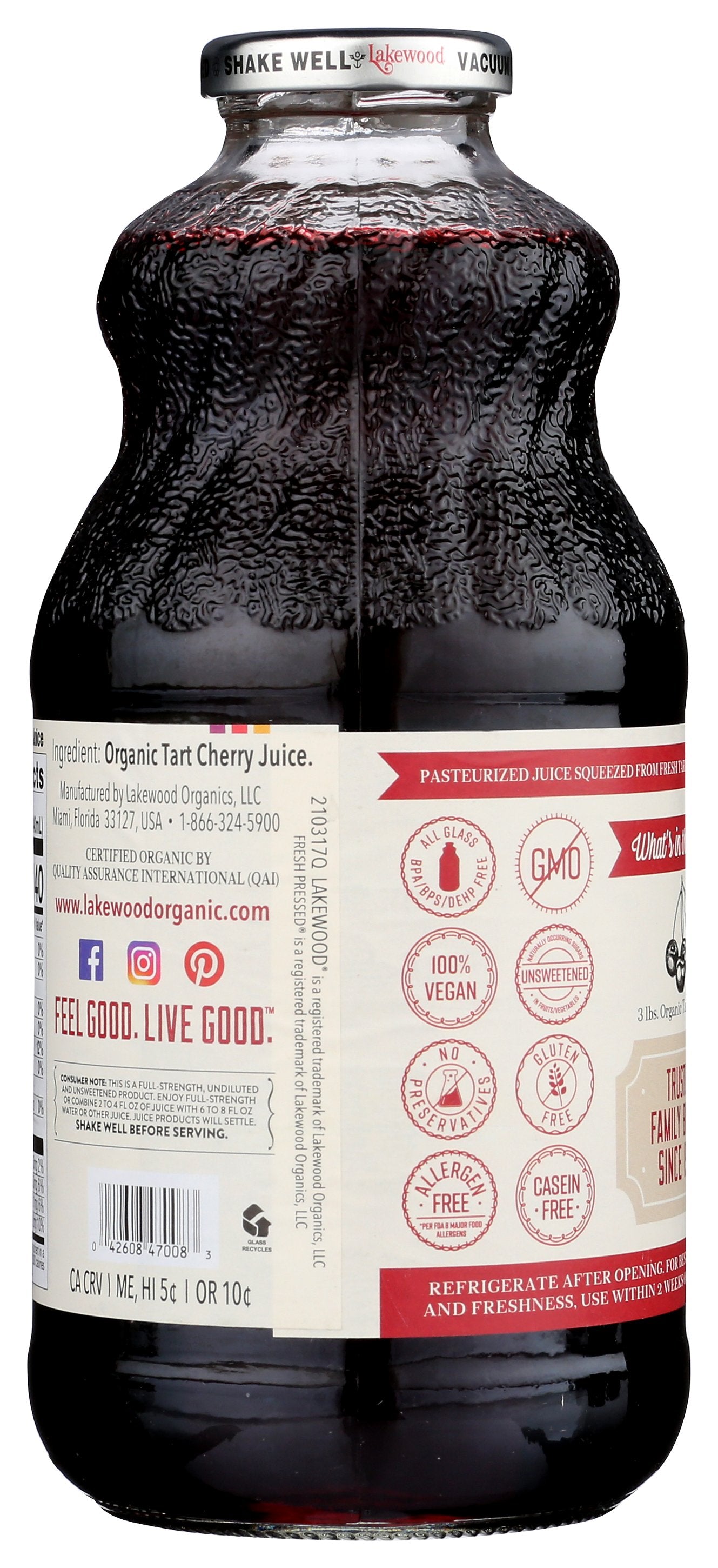 LAKEWOOD JUICE CHERRY TART PURE OR - Case of 6