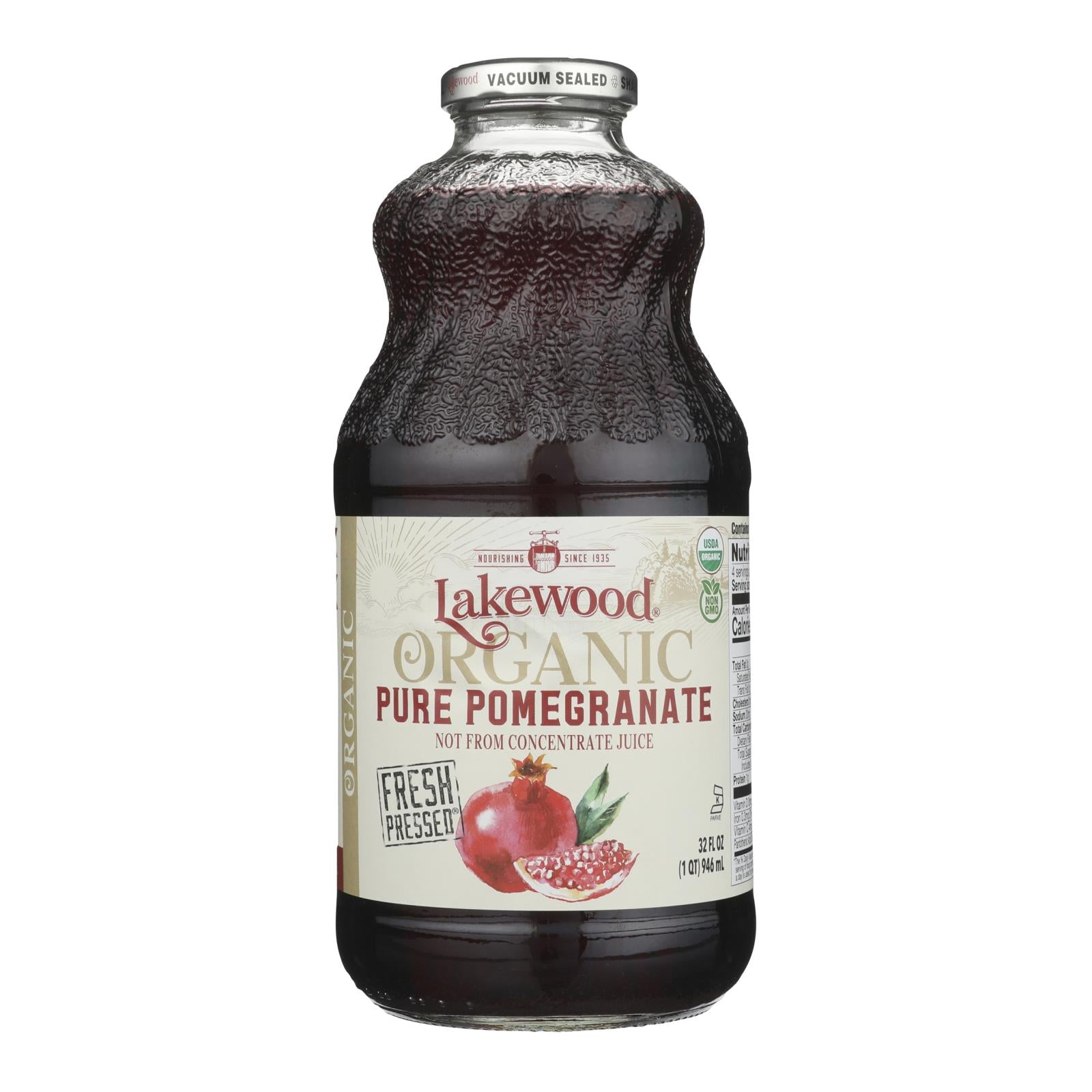 Lakewood - Organic Juice - Pure Pomegranate - Case of 6 - 32 fl oz.