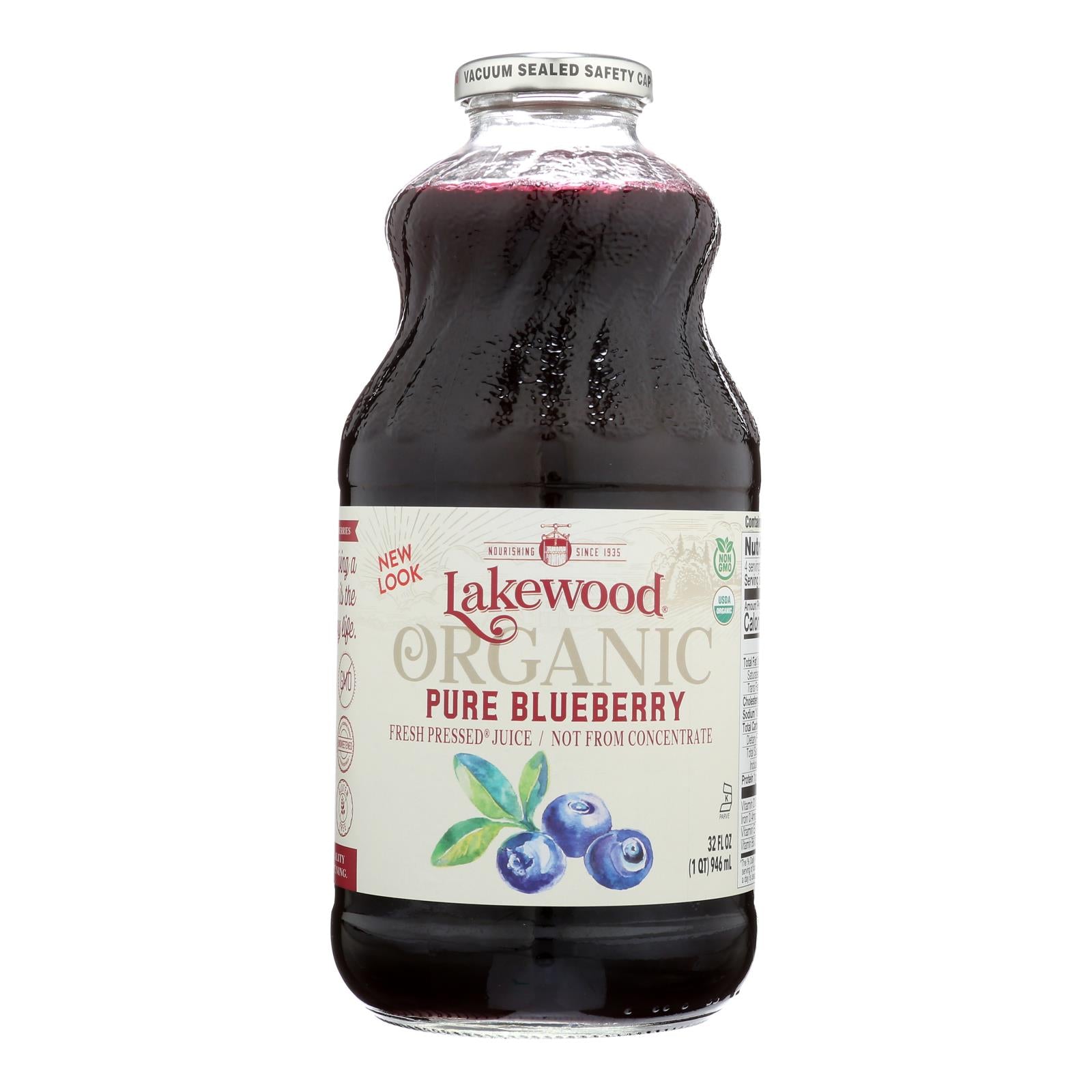 Lakewood - Organic Juice - Pure Blueberry - Case of 6 - 32 fl oz.