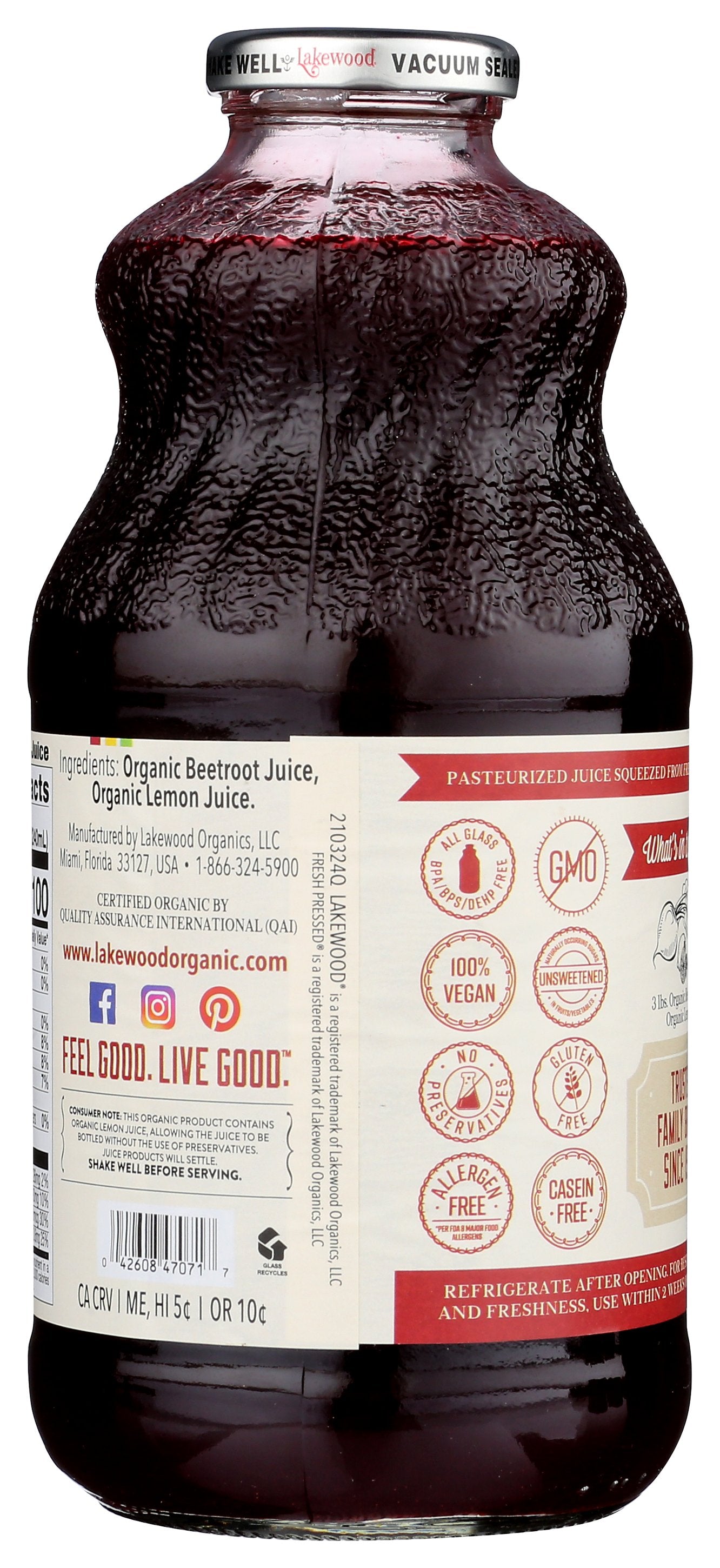 LAKEWOOD JUICE BEET PURE ORG - Case of 6