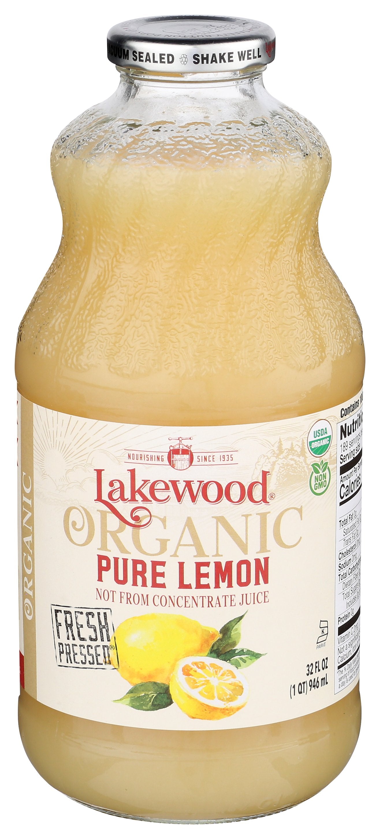 LAKEWOOD JUICE PUR LEMON ORG - Case of 6