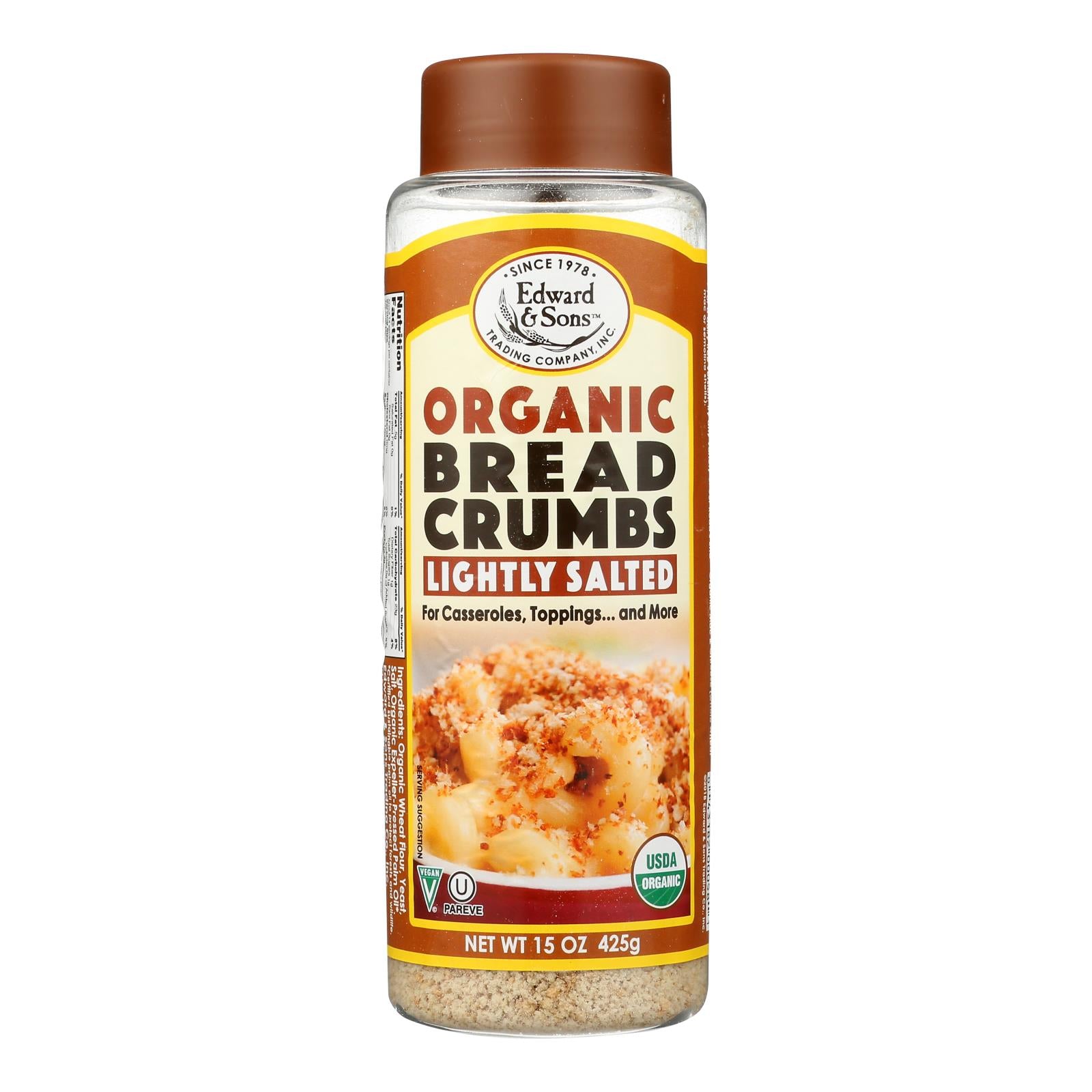 Edward And Sons Organic Breadcrumbs - Lightly Salted - Case Of 6 - 15 Oz.