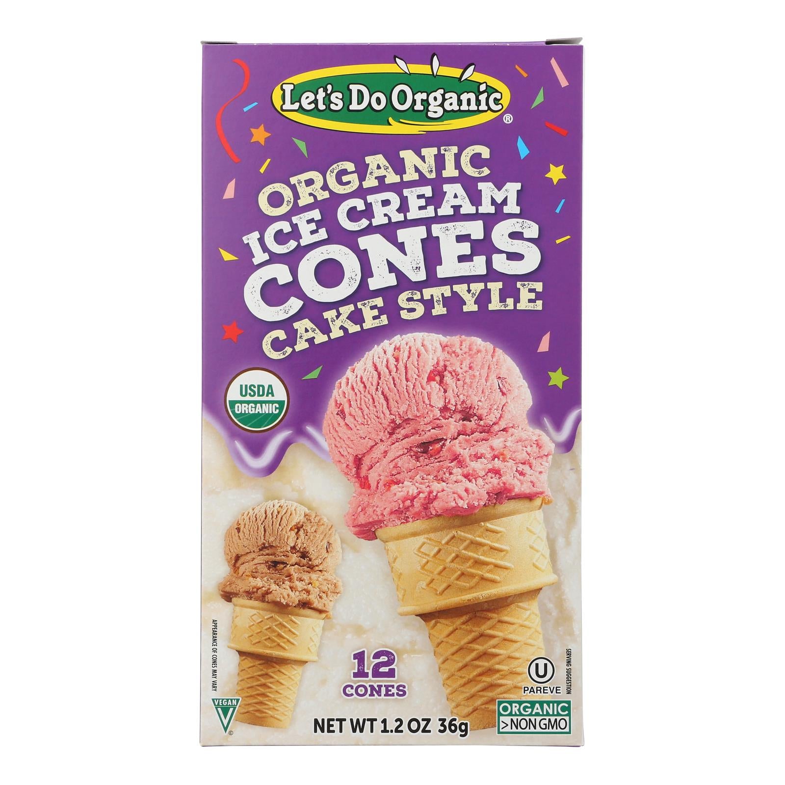 Let's Do Organics Ice Cream Cones - Organic - Case Of 12 - 1.2 Oz.