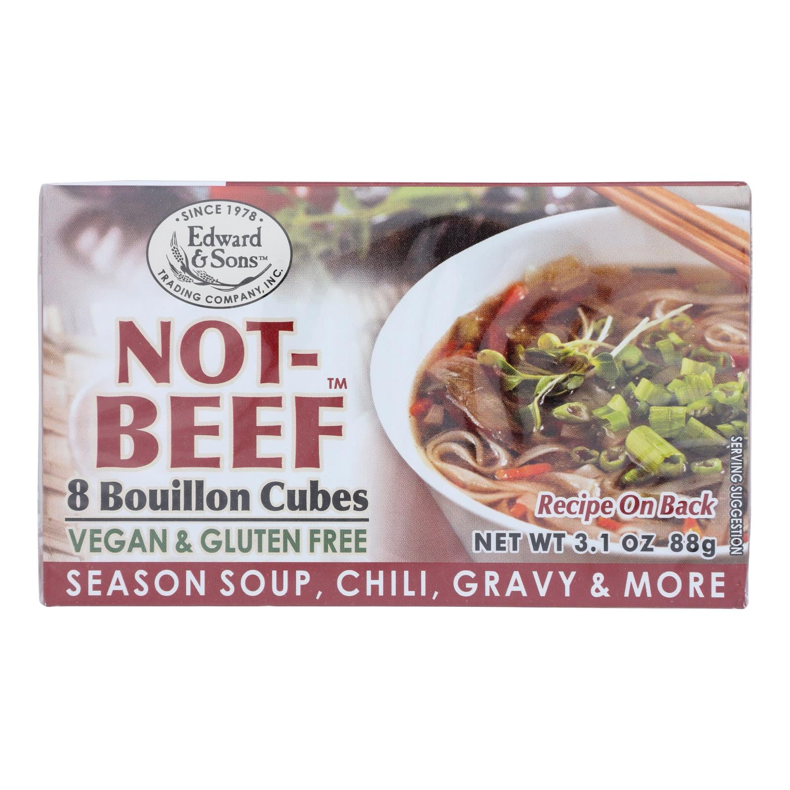 Edwards and Sons Natural Bouillon Cubes - Not Beef - 3.1 oz - Case of 12