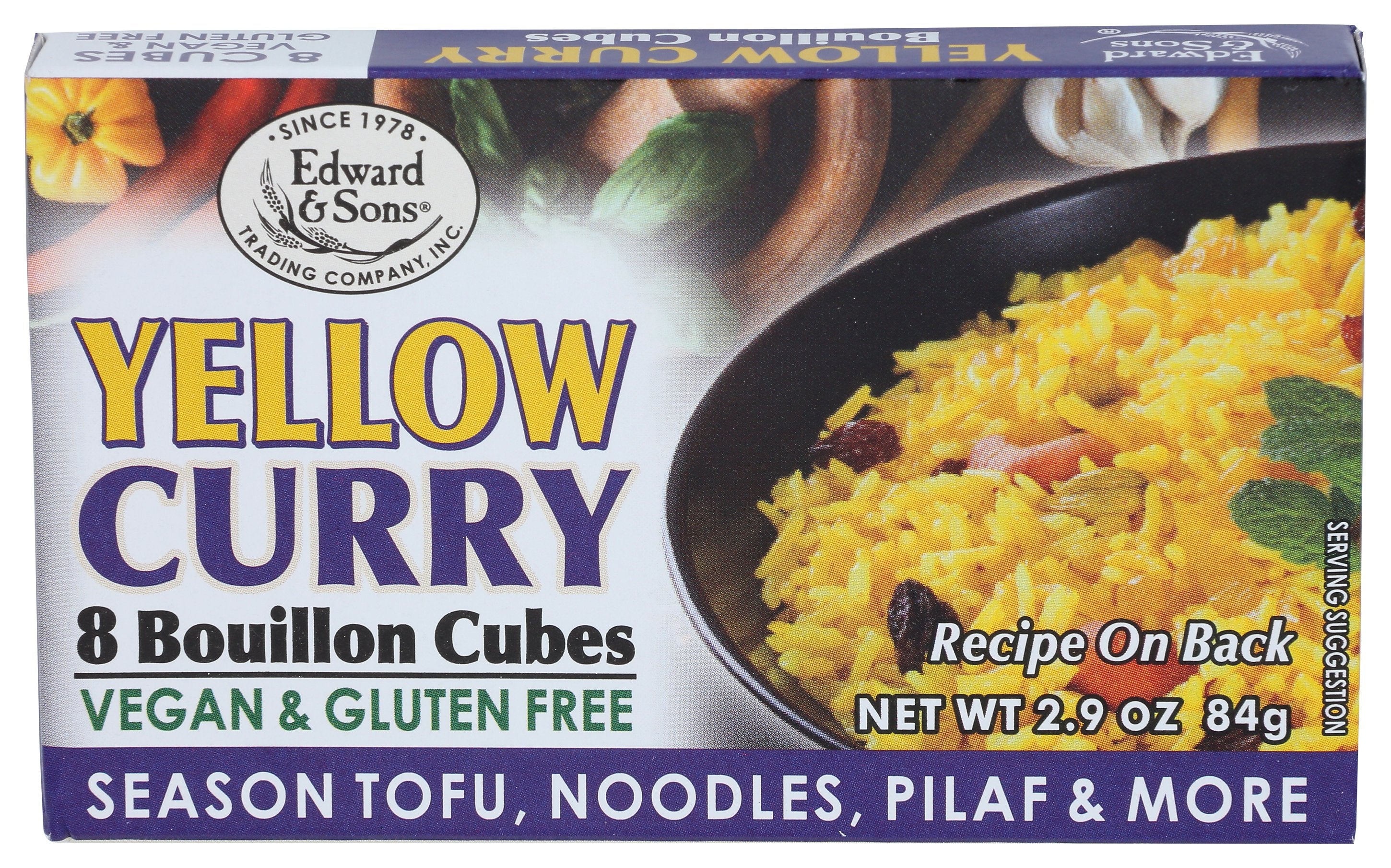 EDWARD & SONS BROTH-YELLOW CURRY CUBE 2.9 OZ - Case of 12