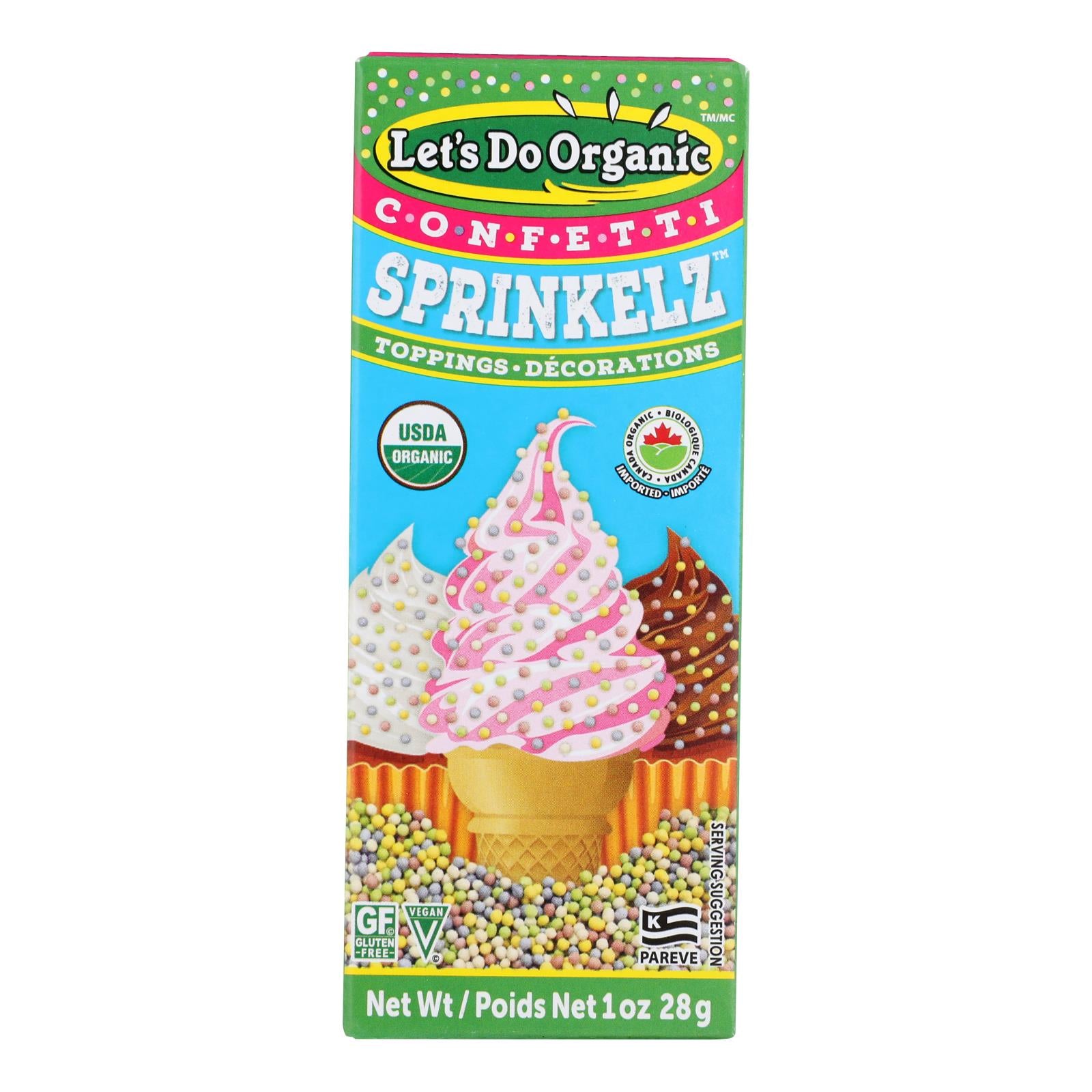 Let's Do Sprinkelz Dessert Toppings - Natural - Confetti - 1 oz - Case of 12