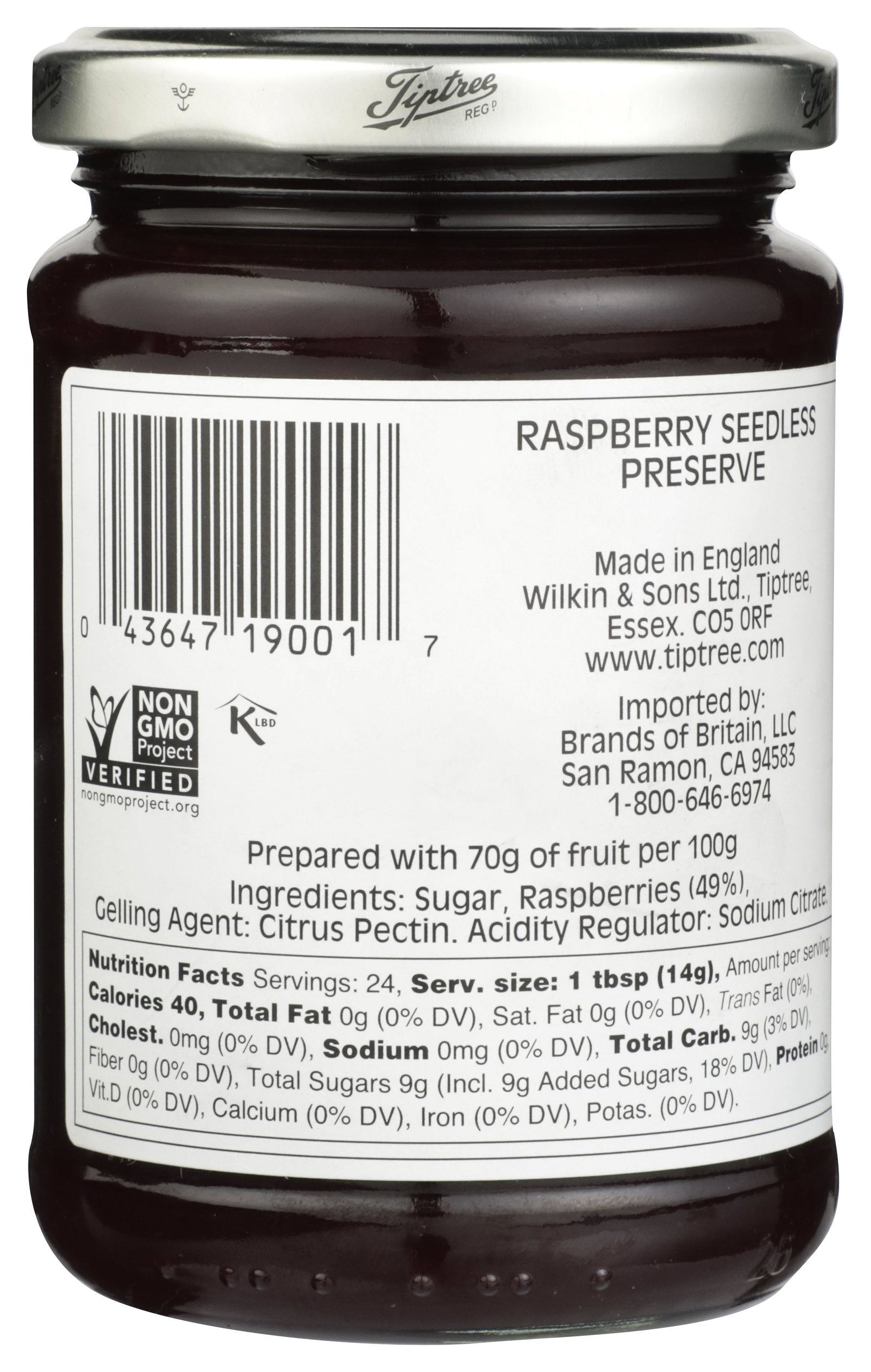 TIPTREE PRESERVE RASPBRRY SDLESS - Case of 6