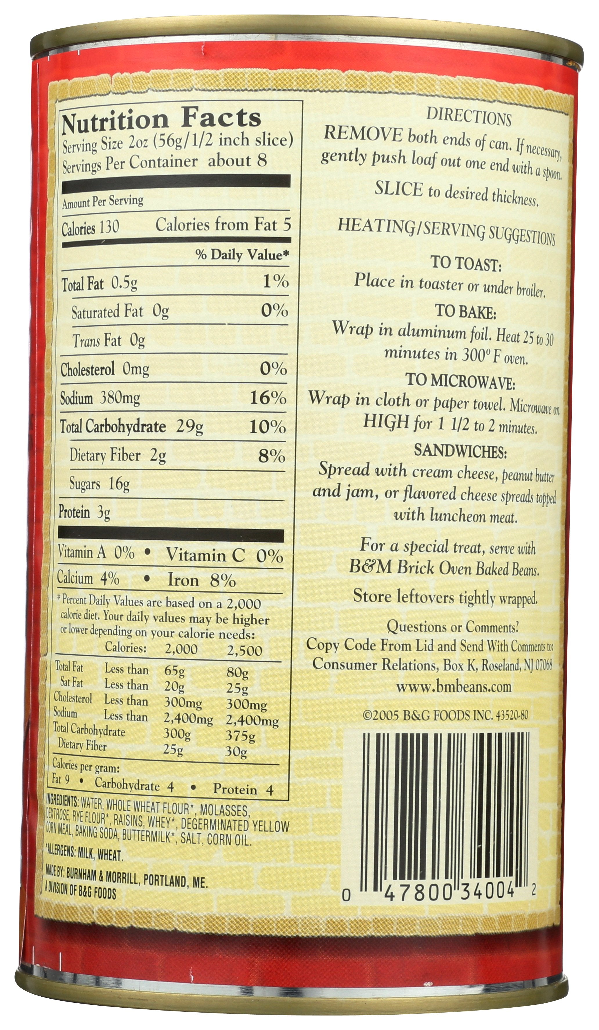 B & M BREAD BROWN RAISIN. - Case of 12