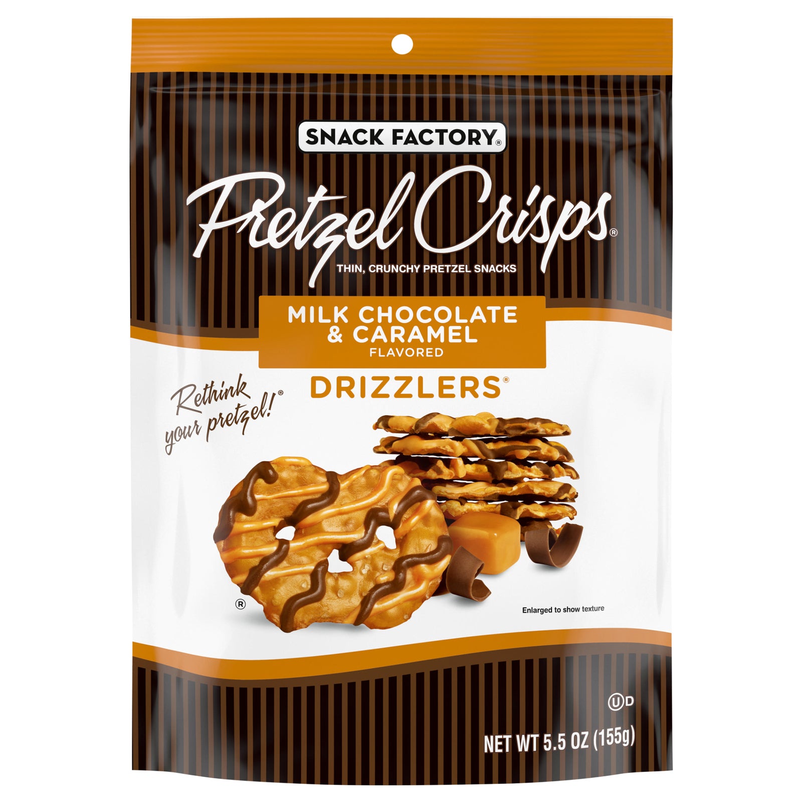 Pretzel Crisps - Drizzlers Milk Chocolate Carml - Case of 12-5.5 OZ
