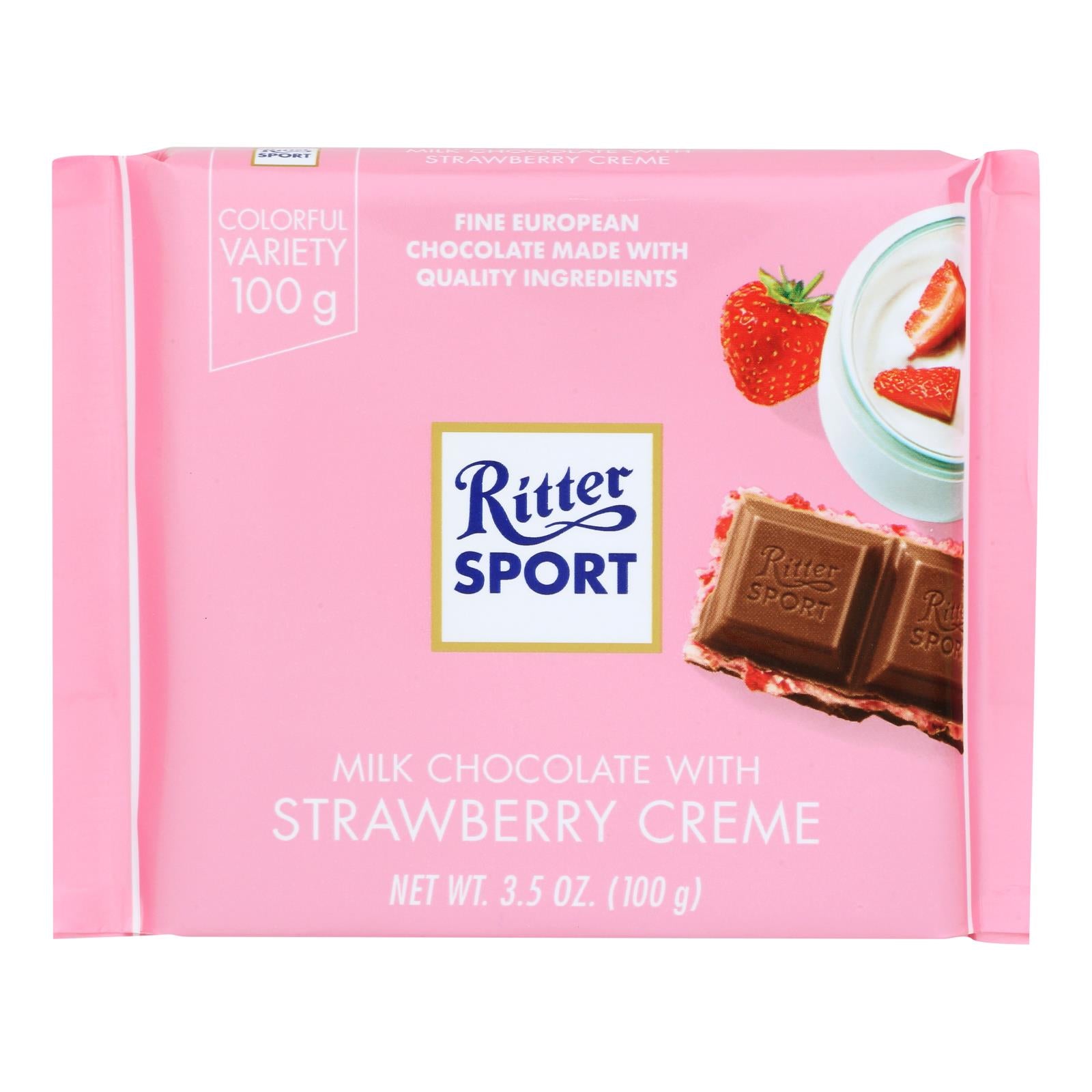 Ritter Sport - Bar Strawberries And Crme - Case Of 12-3.5 Oz