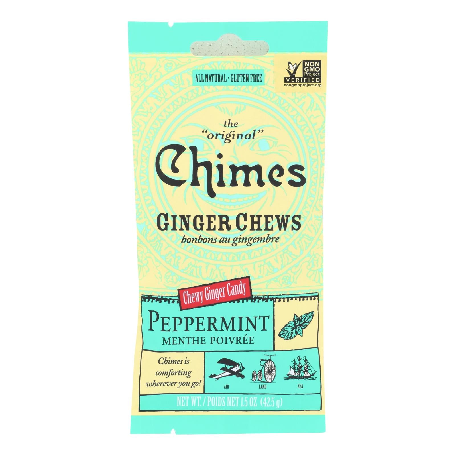 Chimes Ginger Chews - Peppermint - Case of 12 - 1.5 oz