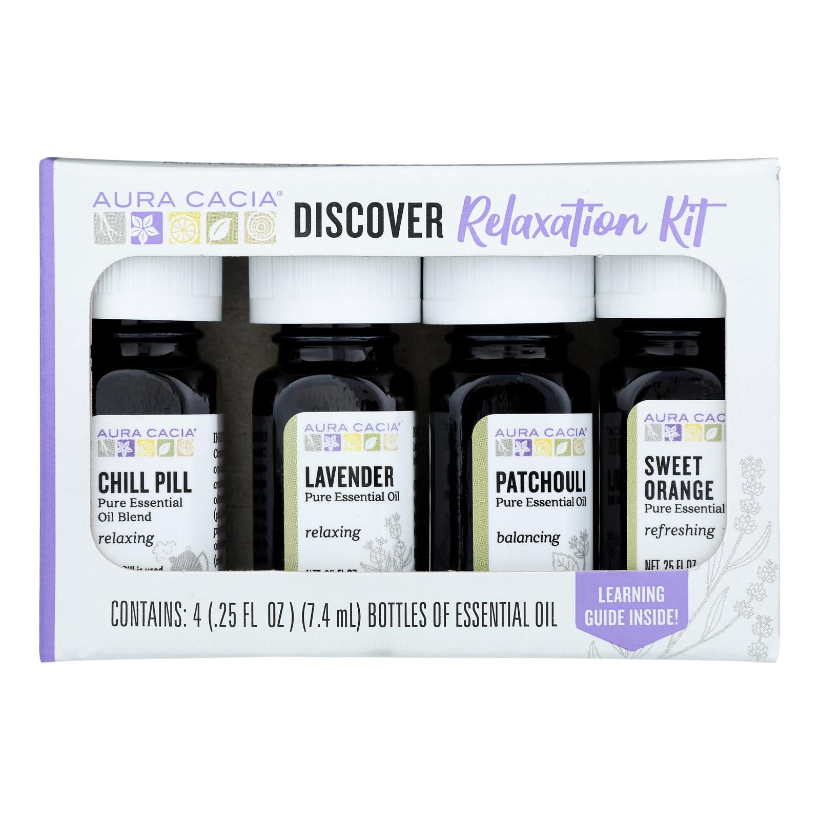 Aura Cacia - Discover Relaxation Essential Oil Kit - Each of - 4/0.25 fl oz.