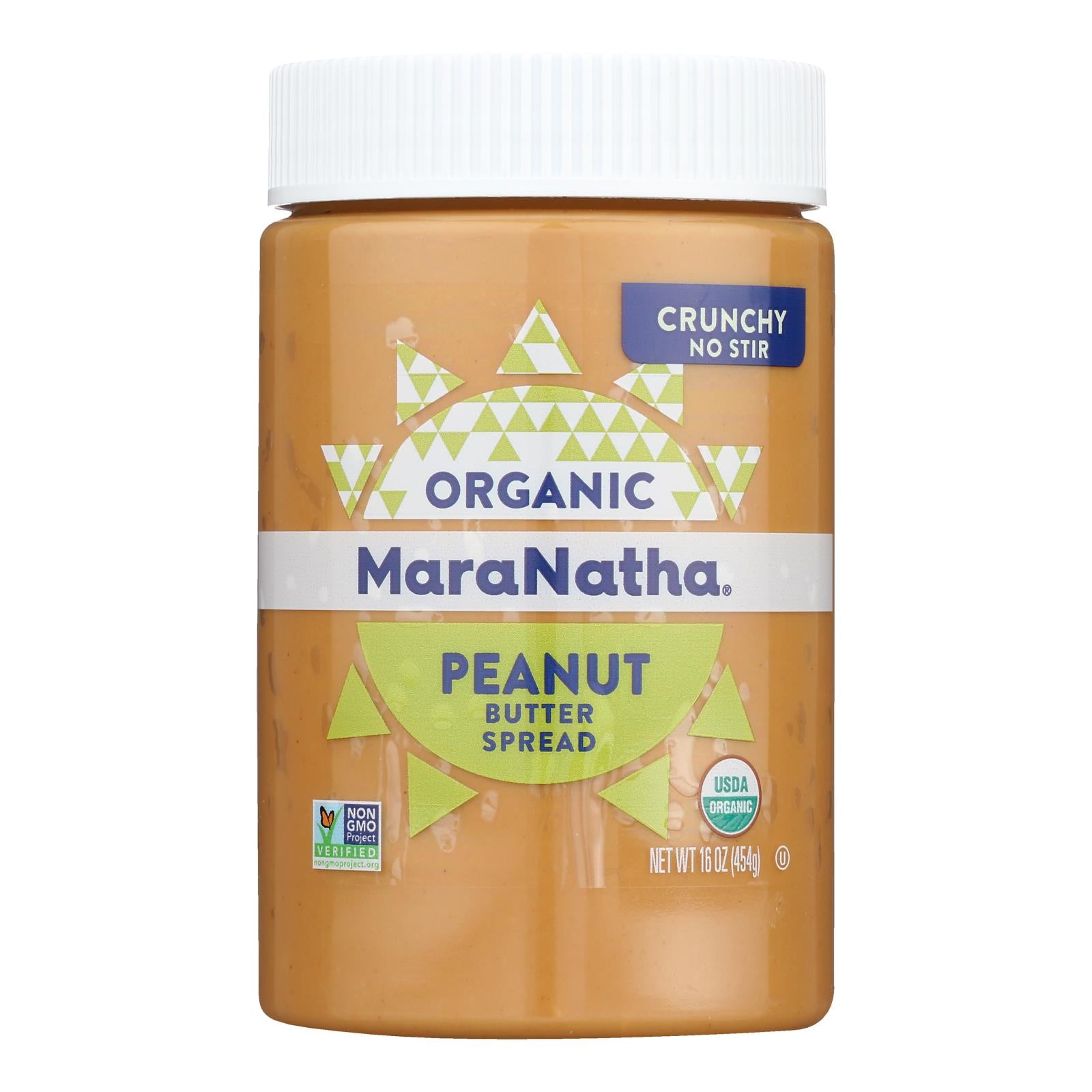 Maranatha Natural Foods Organic Peanut Butter - Crunchy - No Stir - Case of 6 - 16 oz