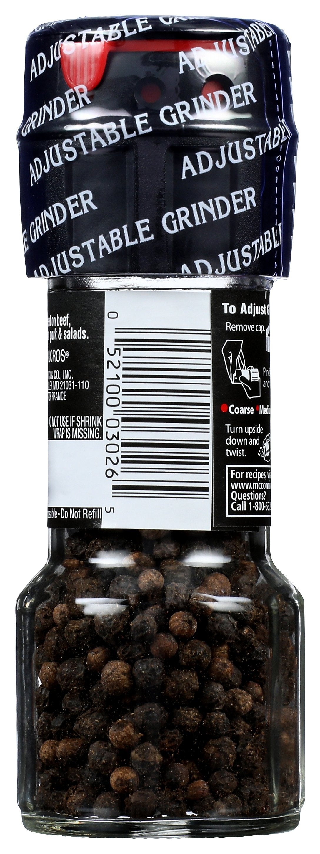 MC CORMICK SPICE PEPPCRN BLK GRINDER - Case of 6