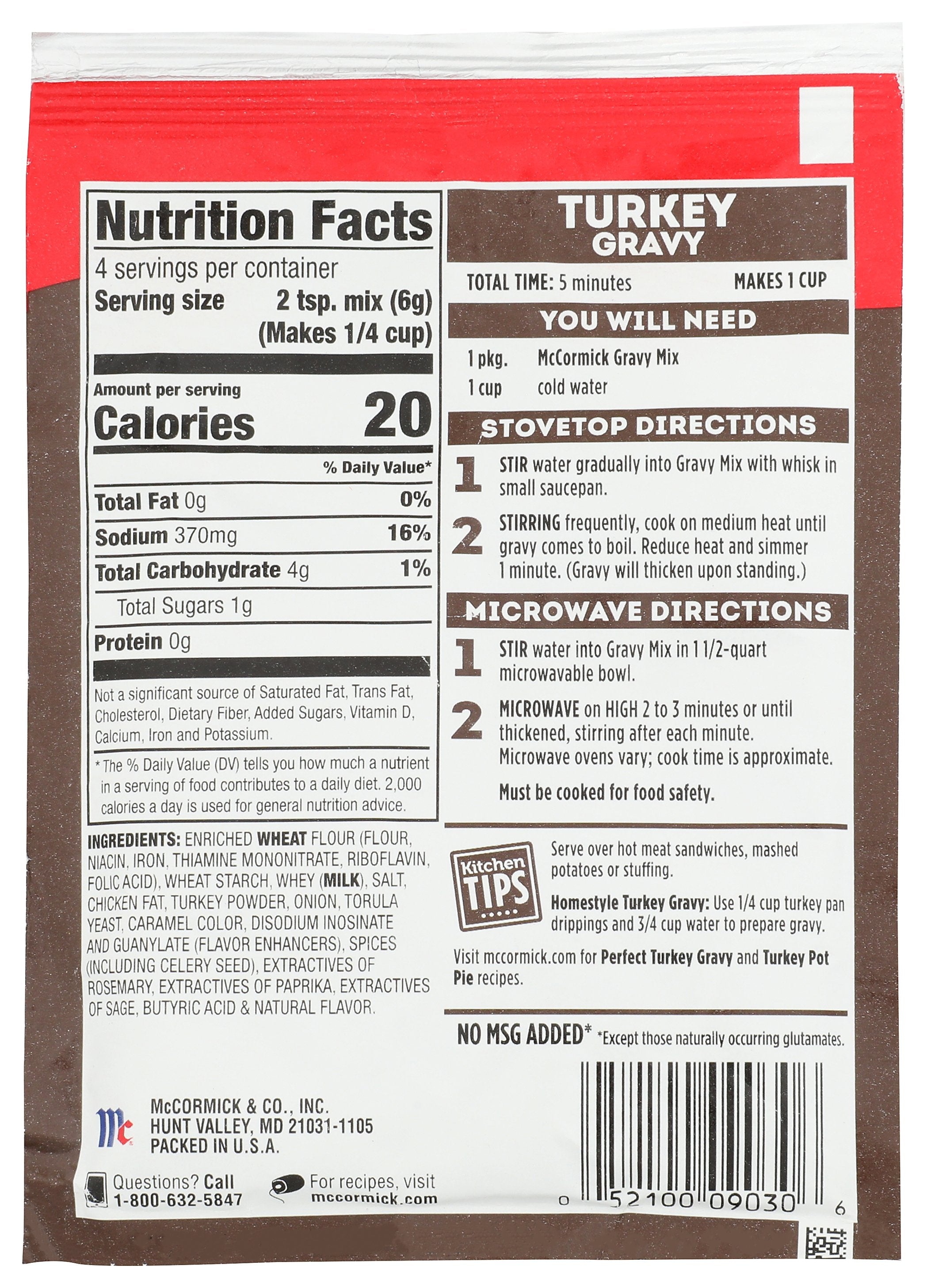 MC CORMICK MIX TURKEY GRAVY - Case of 24