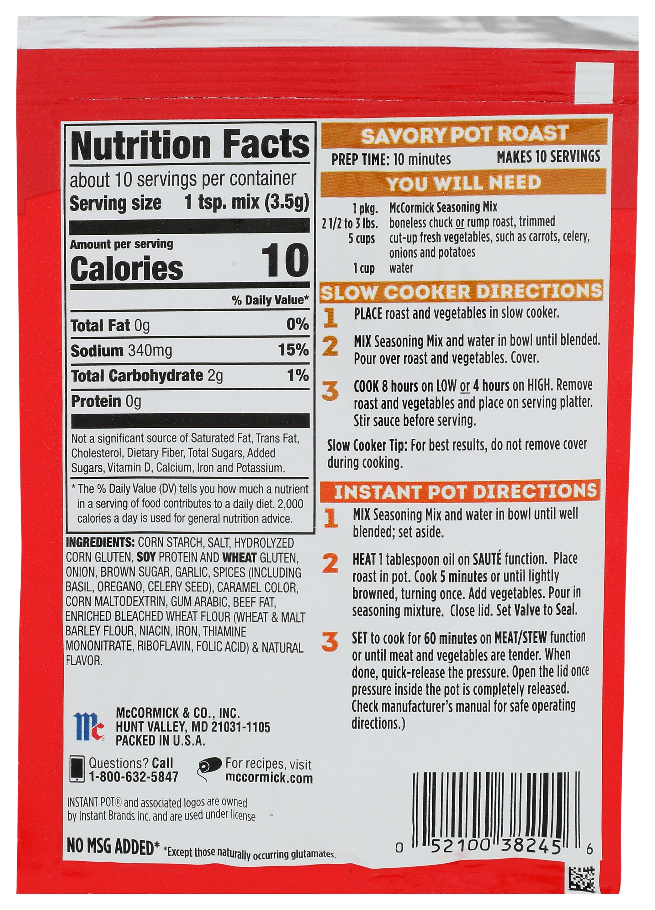 MC CORMICK SEASONING SVRY POT ROAST - Case of 12