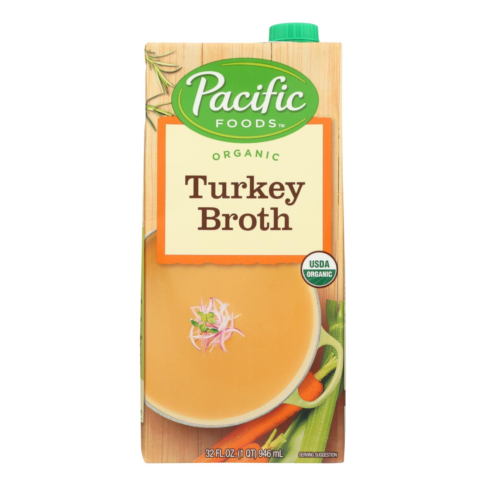 Pacific Natural Foods Turkey Broth - Organic - Case of 12 - 32 Fl oz.