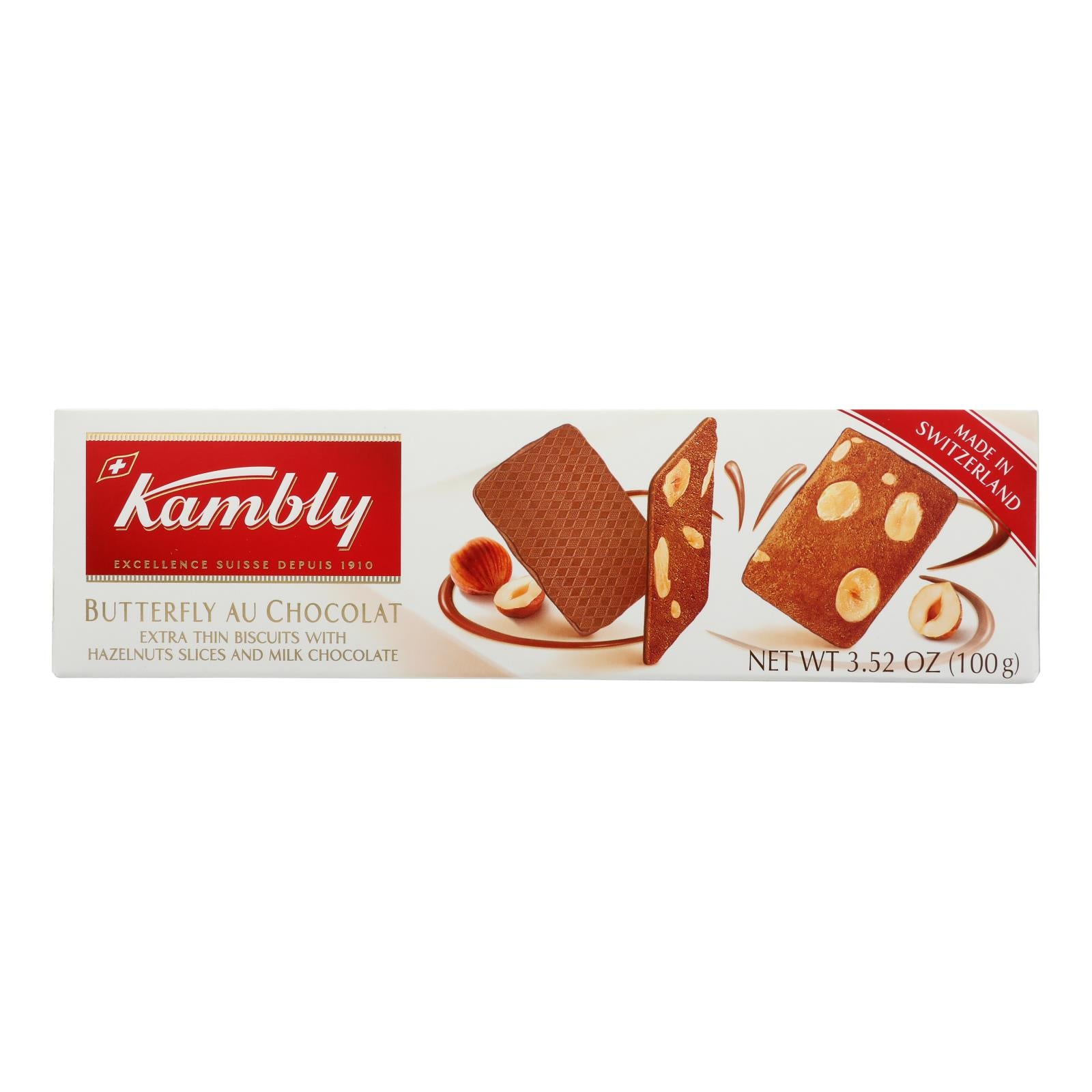 Kambly - Bfly Bscts Chocolate Hazel - Case of 12-3.5 OZ