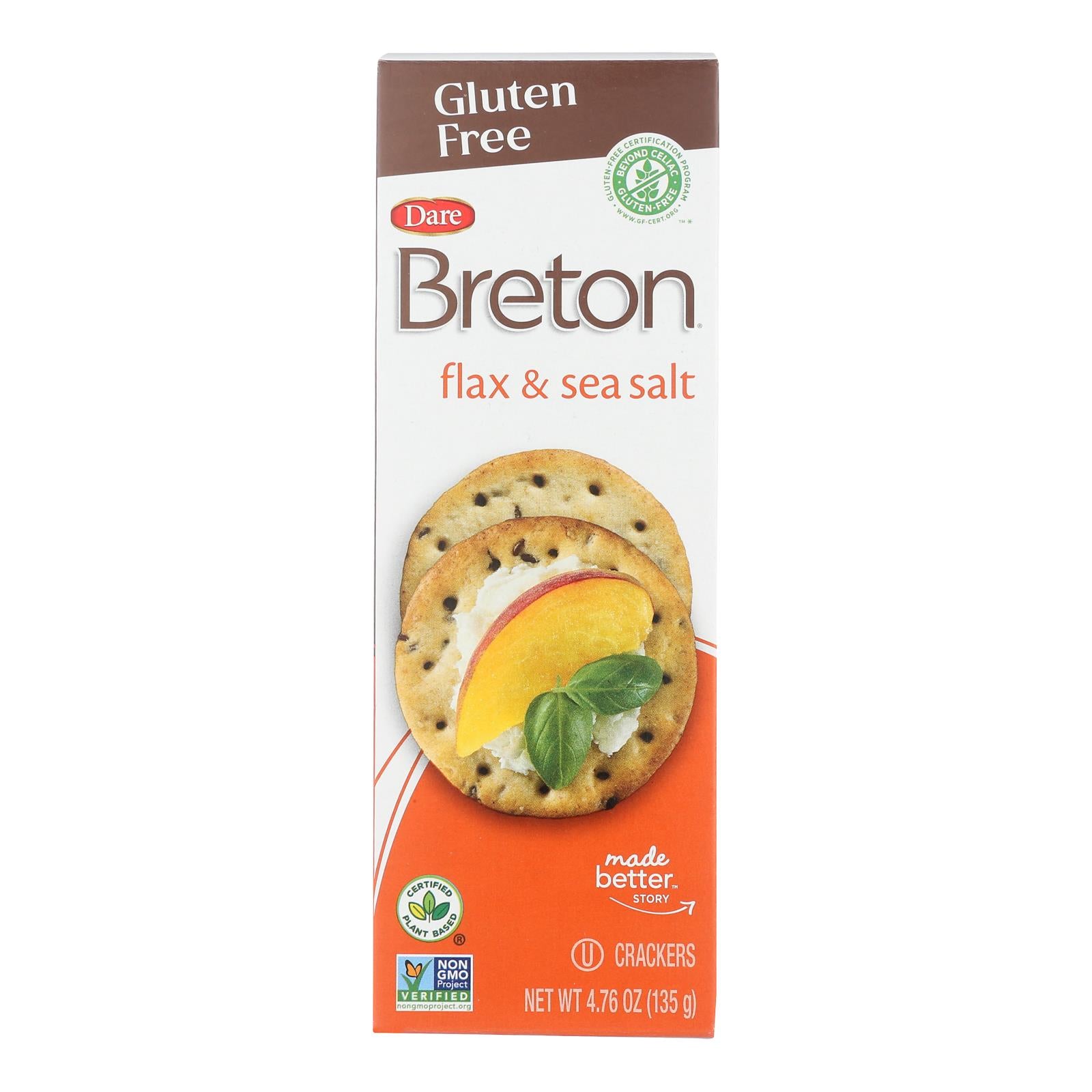 Breton/Dare - Crackers - Original with Flax - Case of 6 - 4.76 oz.