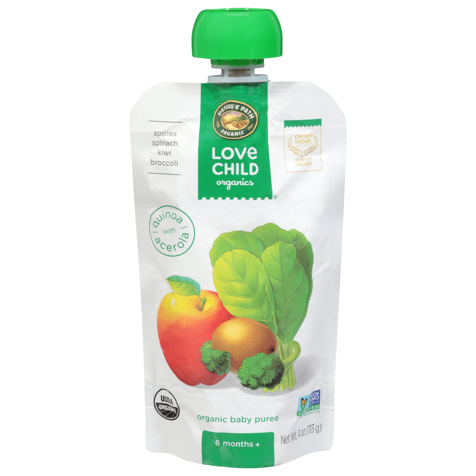 Love Child Organics - Puree Og2 Apl Spin Kiwi B - CS of 12-4 OZ