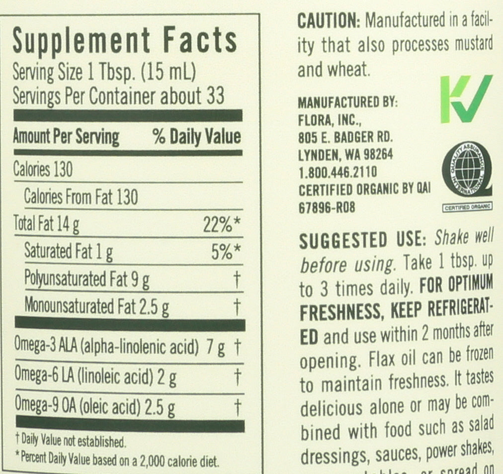 FLORA HEALTH FLAX OIL HI LIGNAN ORGANI