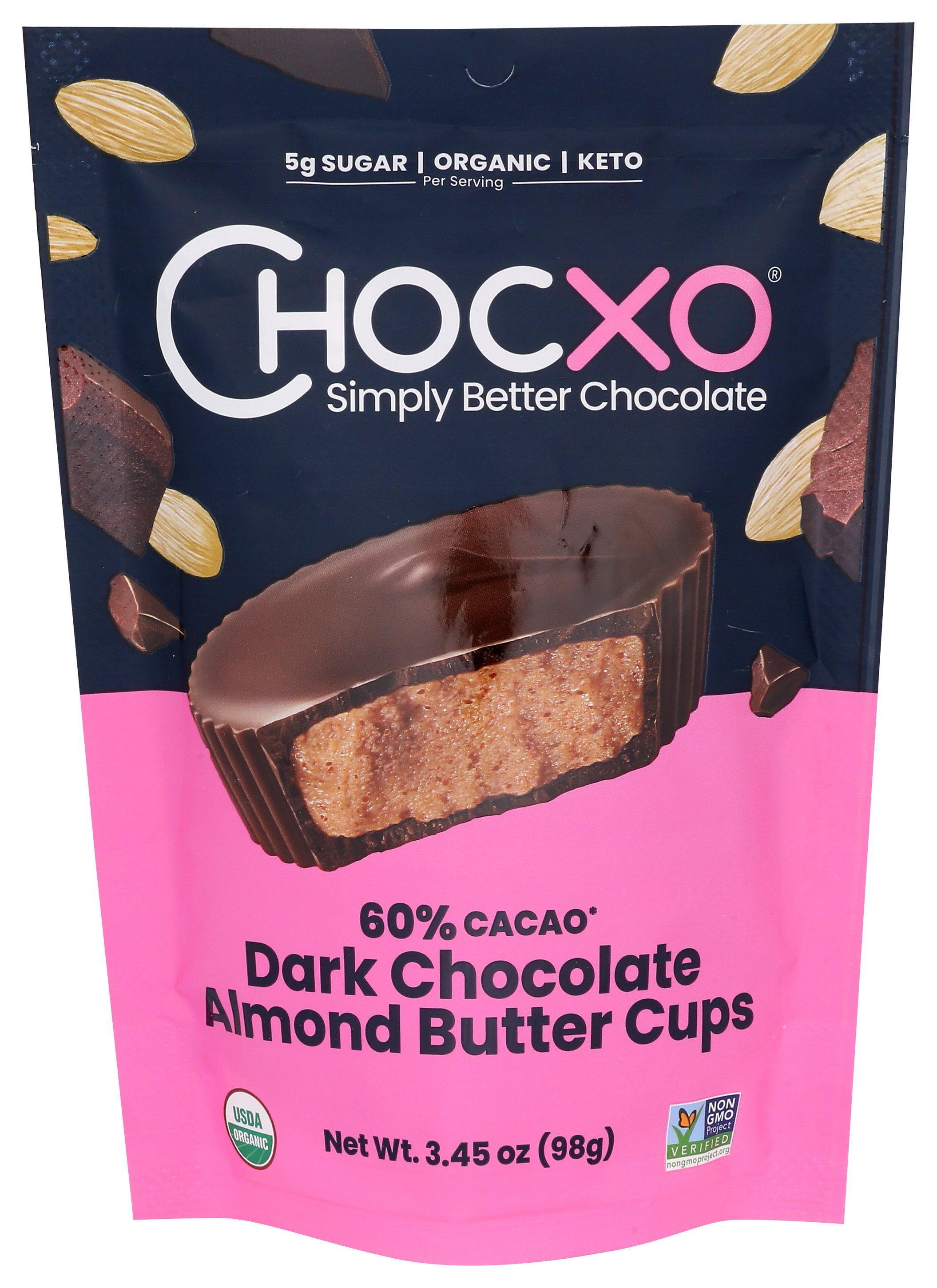 CHOCXO CUPS DK CHOC ALMOND BUTT - Case of 6