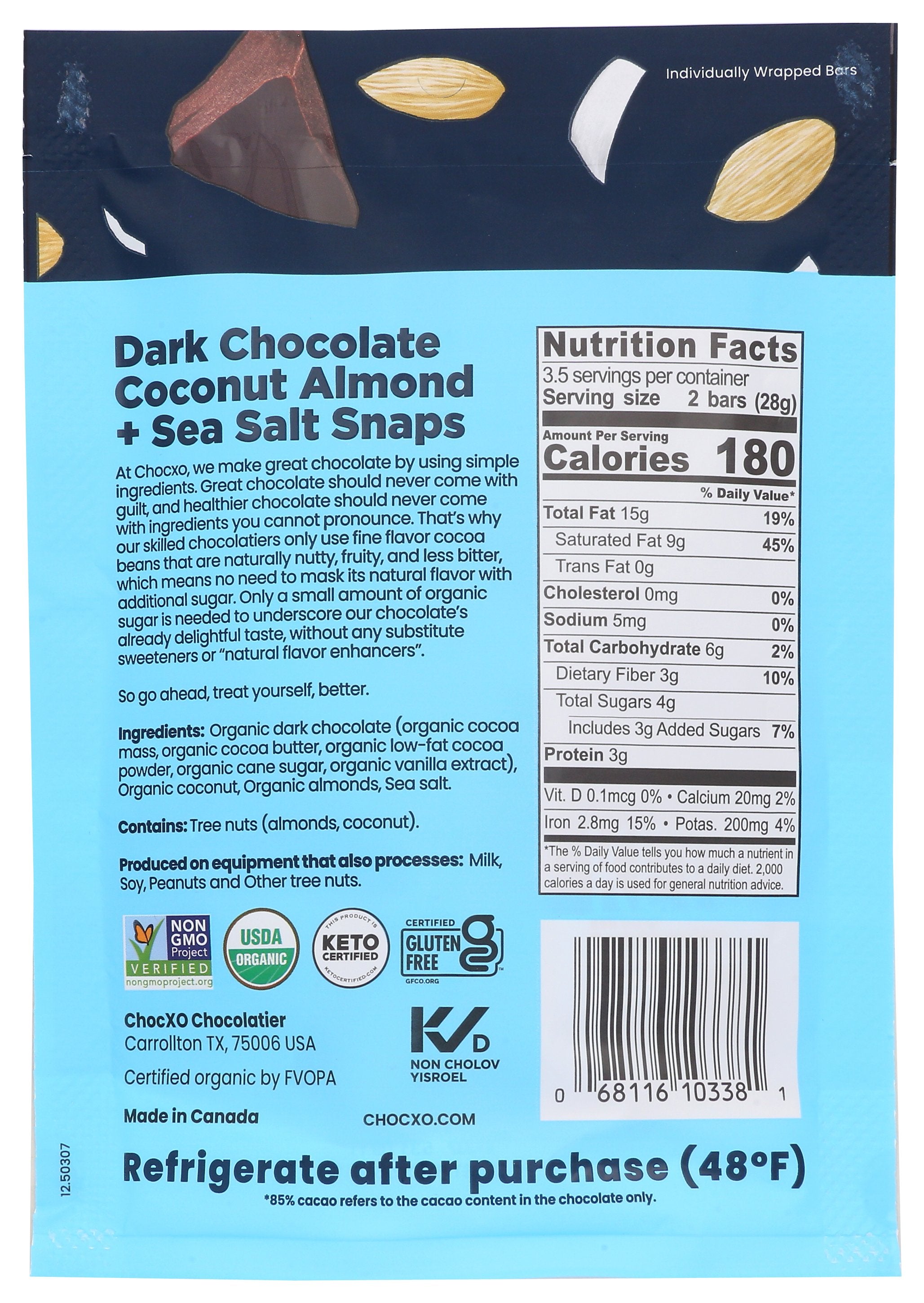 CHOCXO SNAP CHOC CCNUT ALMD SSLT - Case of 6