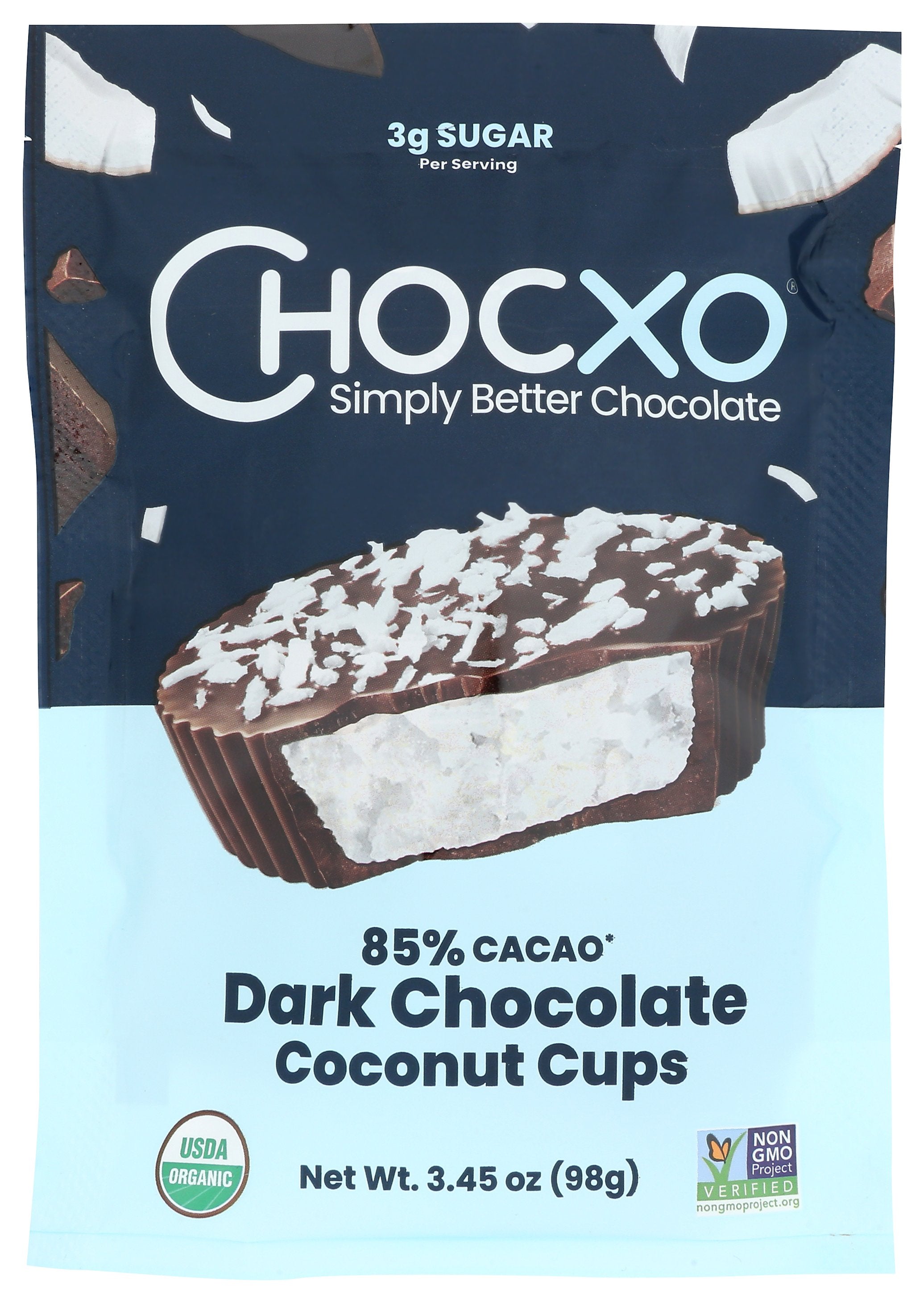 CHOCXO CUP 85PR DRK CHOC CCONUT - Case of 6