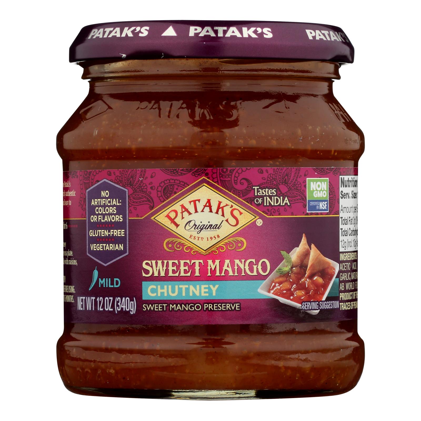 Pataks Chutney - Sweet Mango - Mild - 12 Oz - Case Of 6
