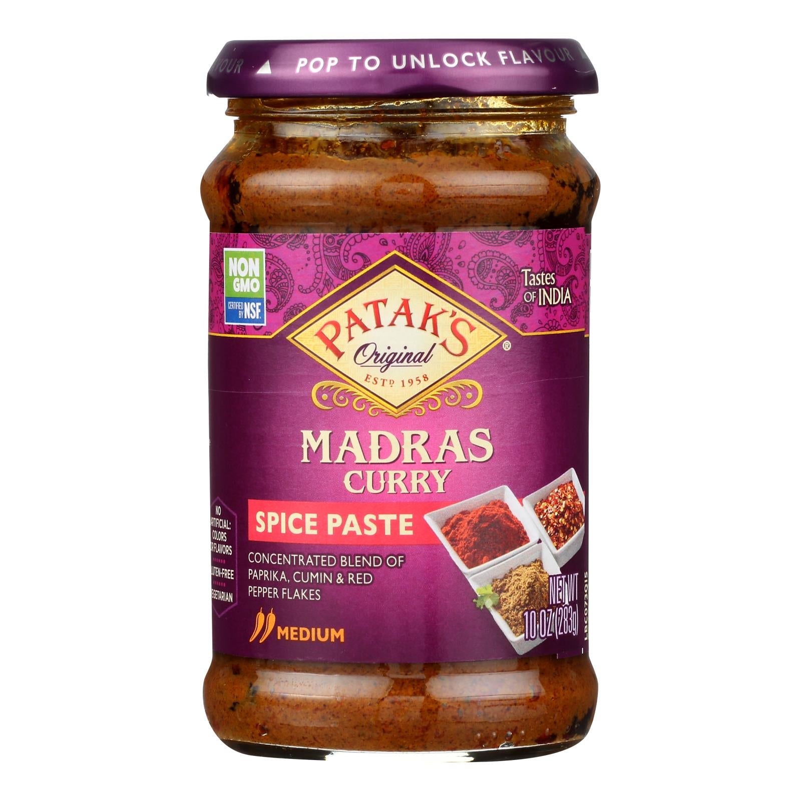 Pataks Curry Paste - Concentrated - Madras - Medium - 10 Oz - Case Of 6