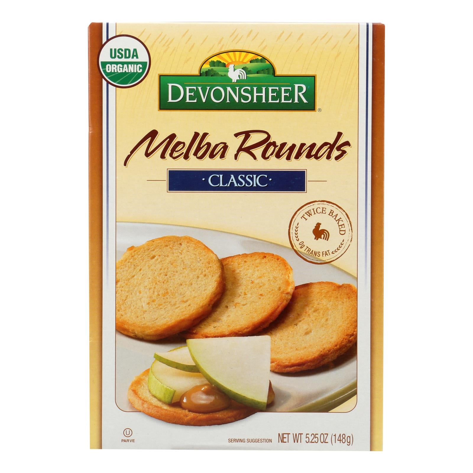 Devonsheer - Organic Plain Melba Rounds - Case of 12 - 5.25 oz.